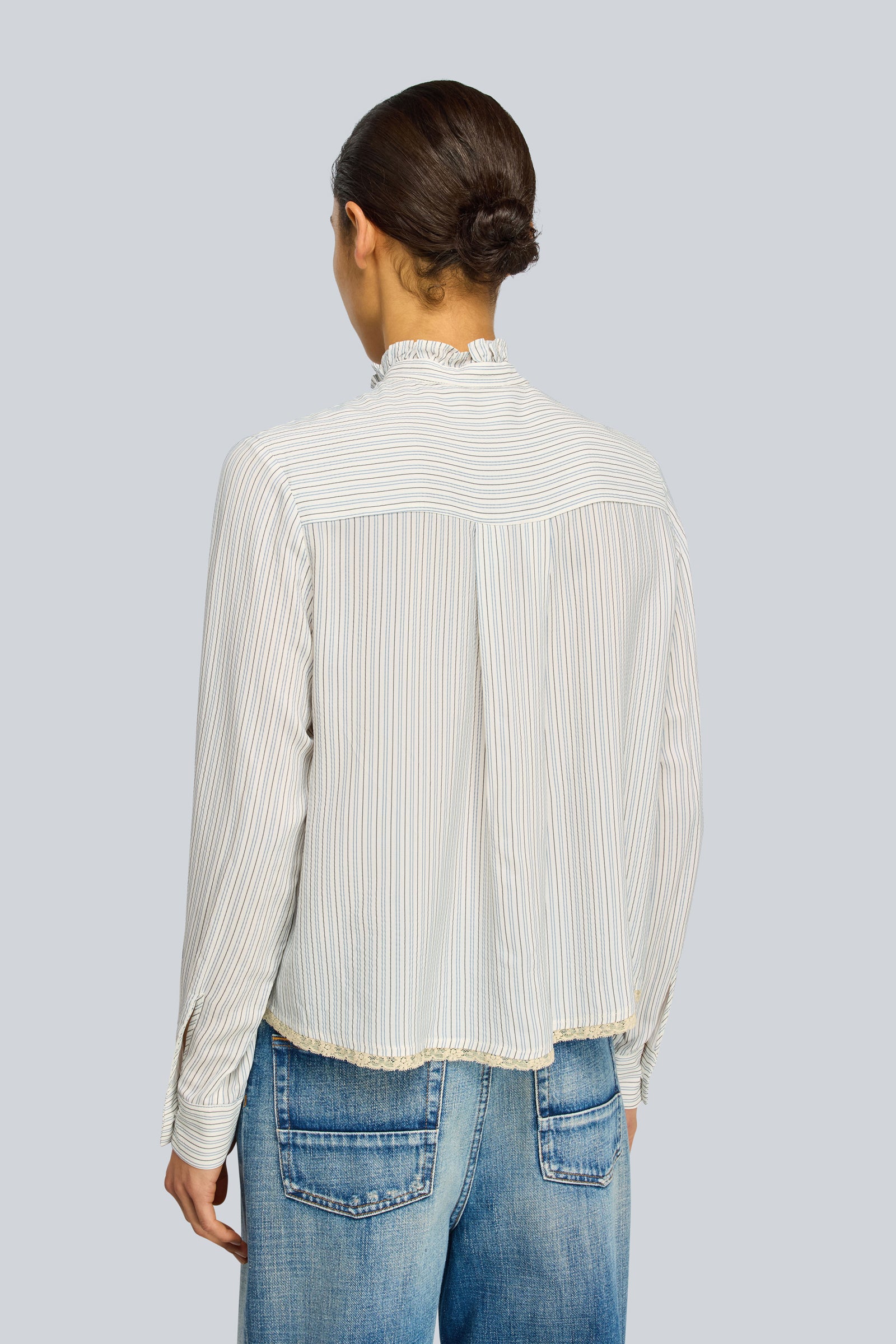Semicouture Heidi camicia crêpe riga pizzo