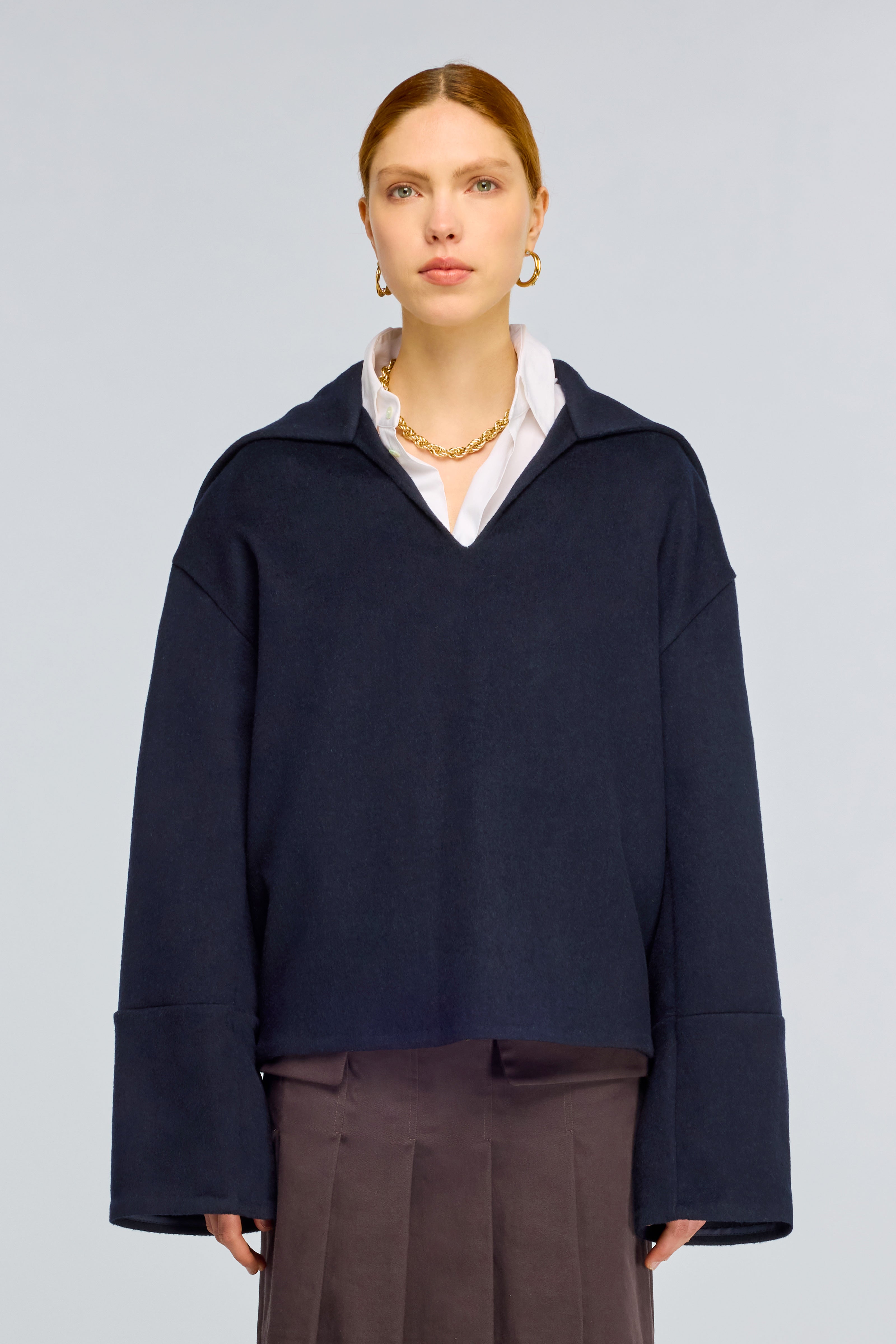 Semicouture Kassy blusa panno scollo V blu