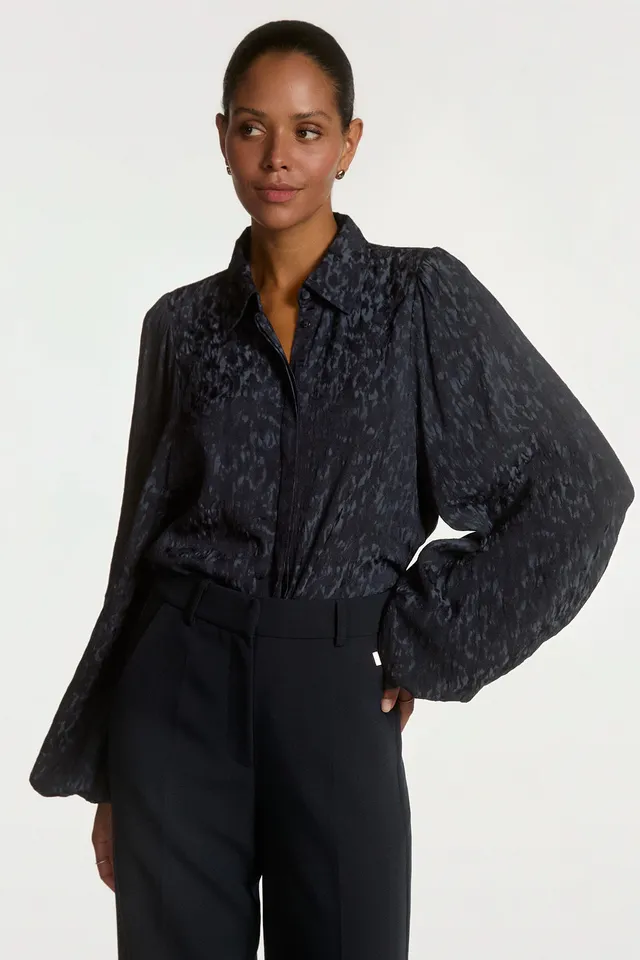 Aaiko Rose camicia blu notte maniche palloncino