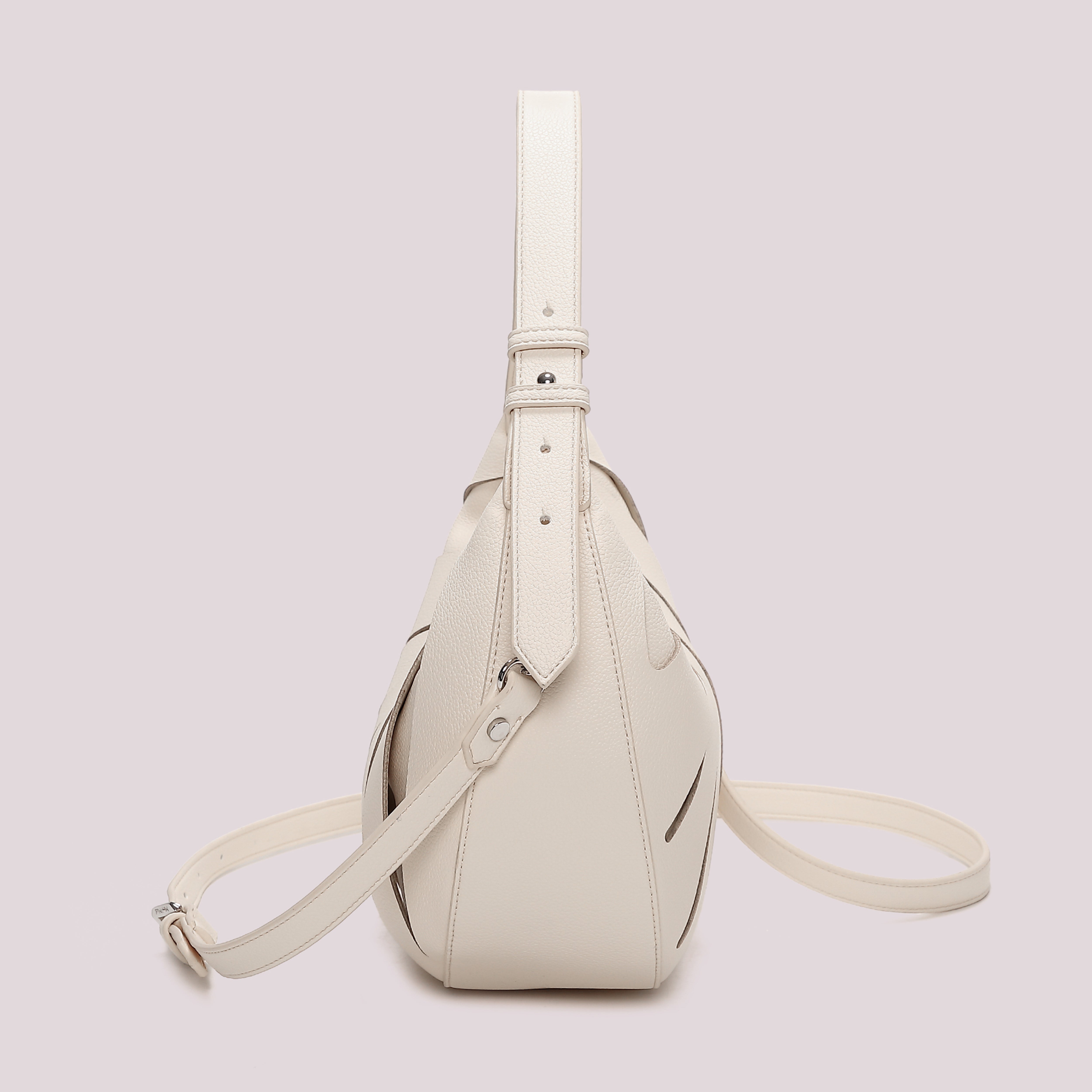Mimi Mua Borsa Hobo Tagli Diagonali Panna