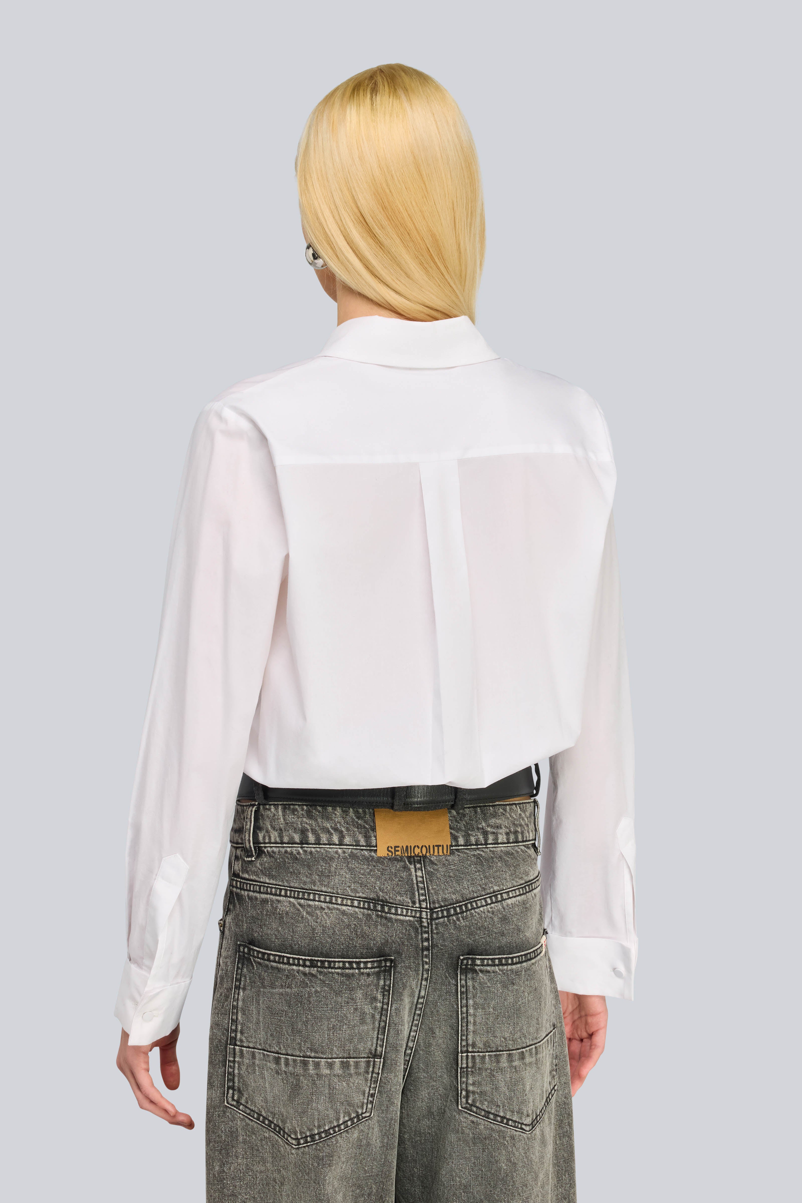 Semicouture Gilberta camicia popeline crop bianco