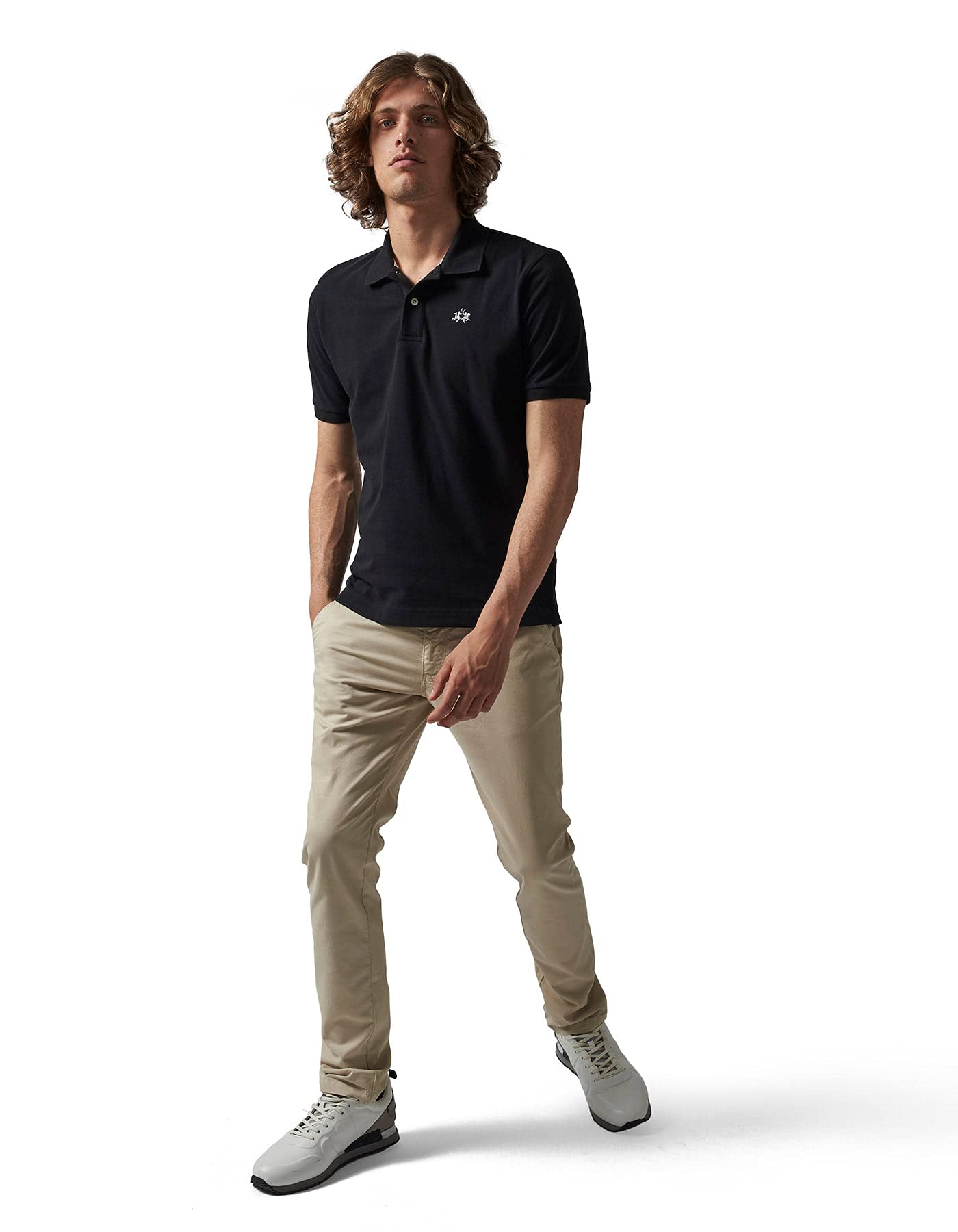 La Martina Classica polo piqué nero cotone regular fit