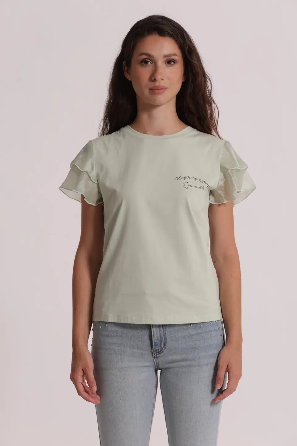 Mimi Mua T-Shirt Key To My Heart Maglietta Bianco Volant