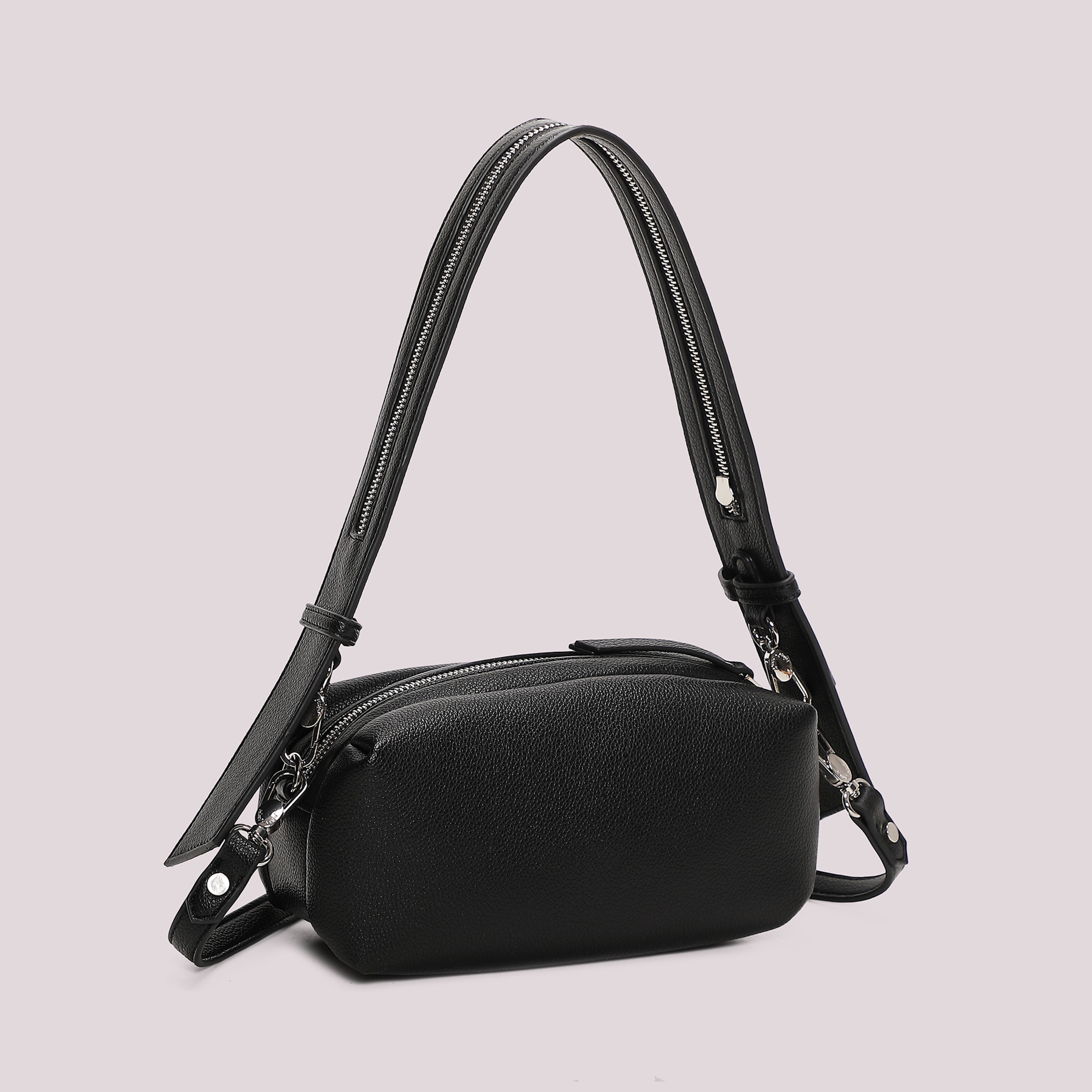 Mimi Mua Borsa a Spalla Dettaglio Zip Manico Bianco Compatta