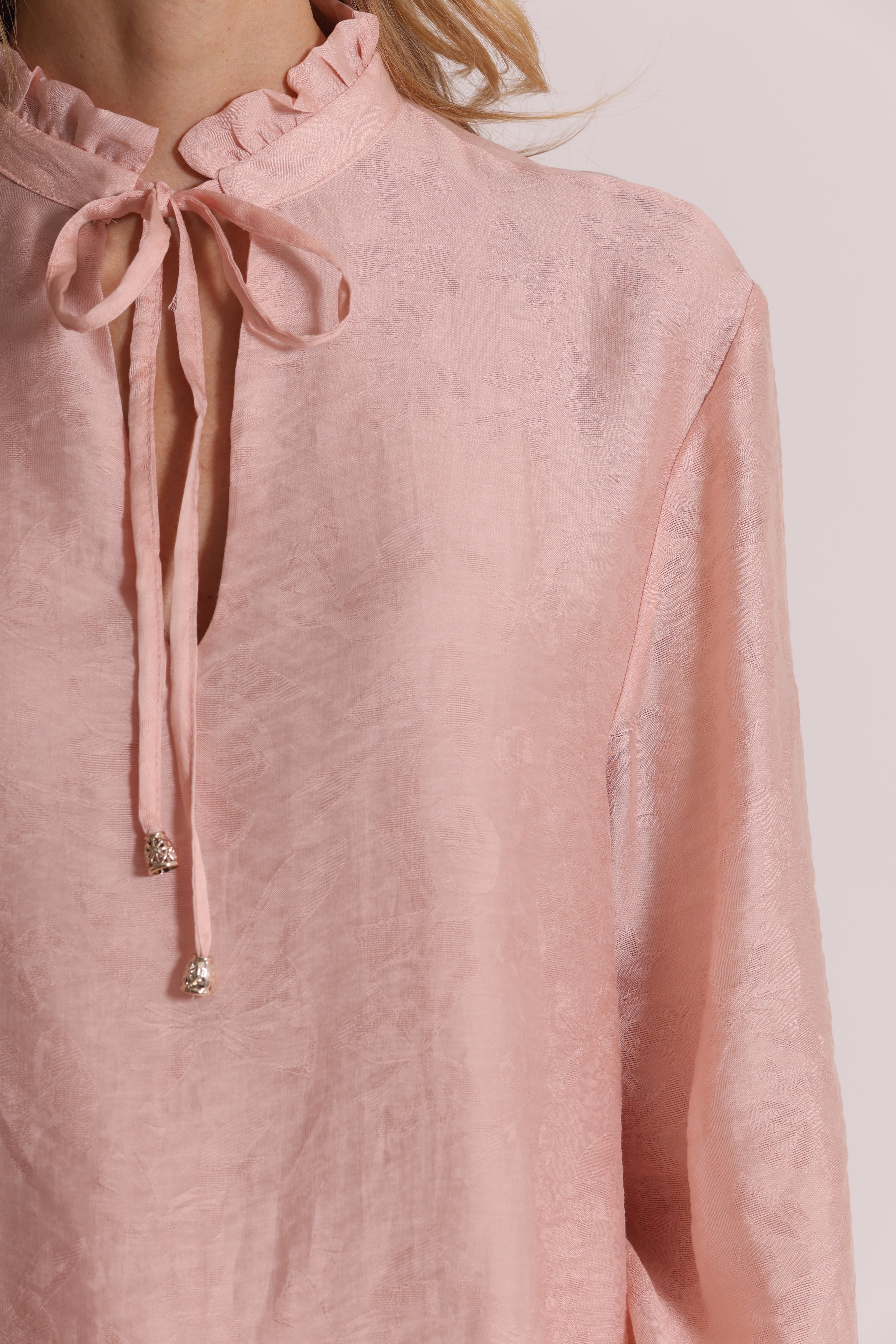 Mimi Mua Blusa in Tessuto Jacquard Blusa Rosa lavorata goffrata