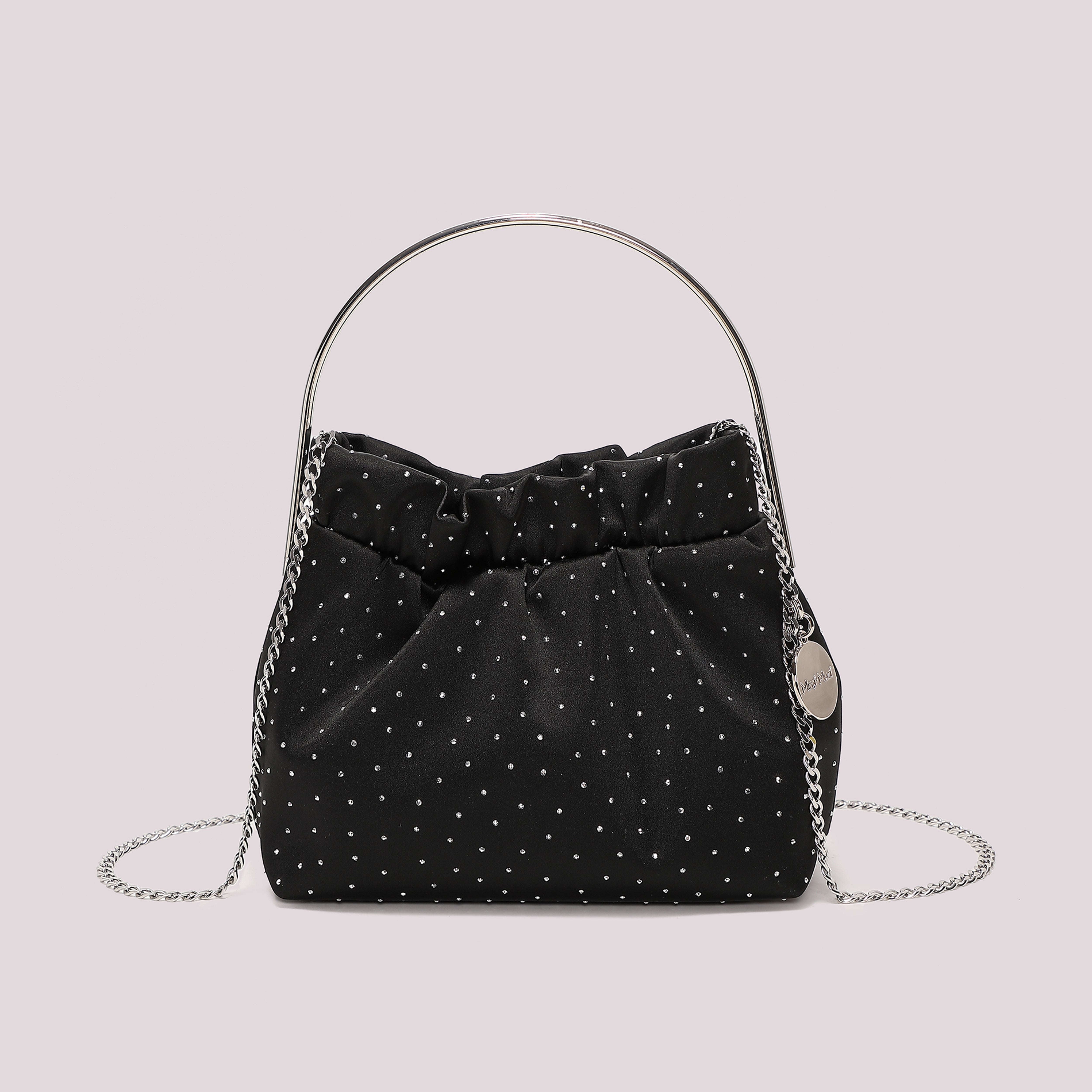 Mimi Mua Borsa Tessuto Strass Nero