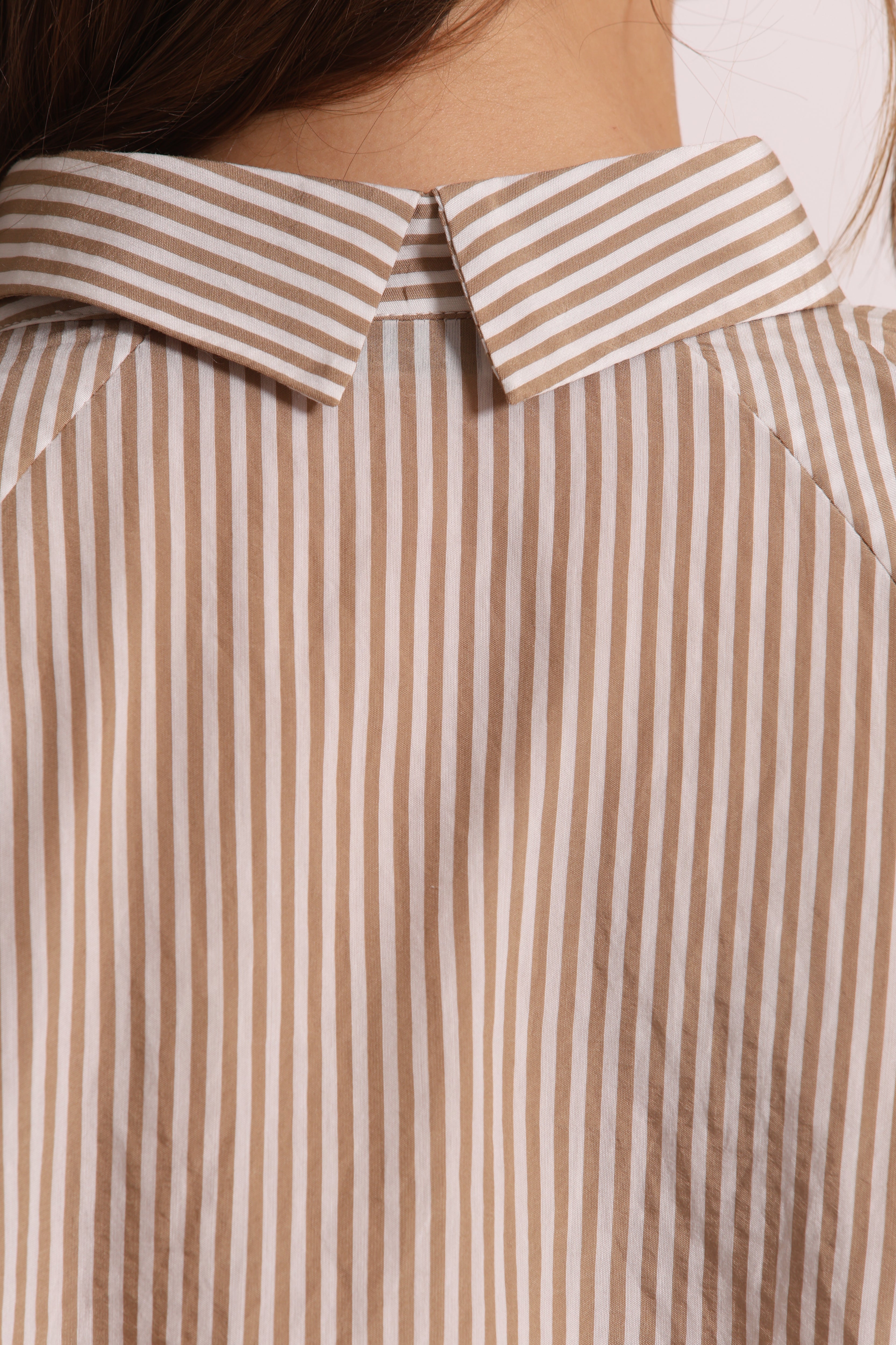 Mimi Mua Blusa Maniche Palloncino a Righe Beige Latte