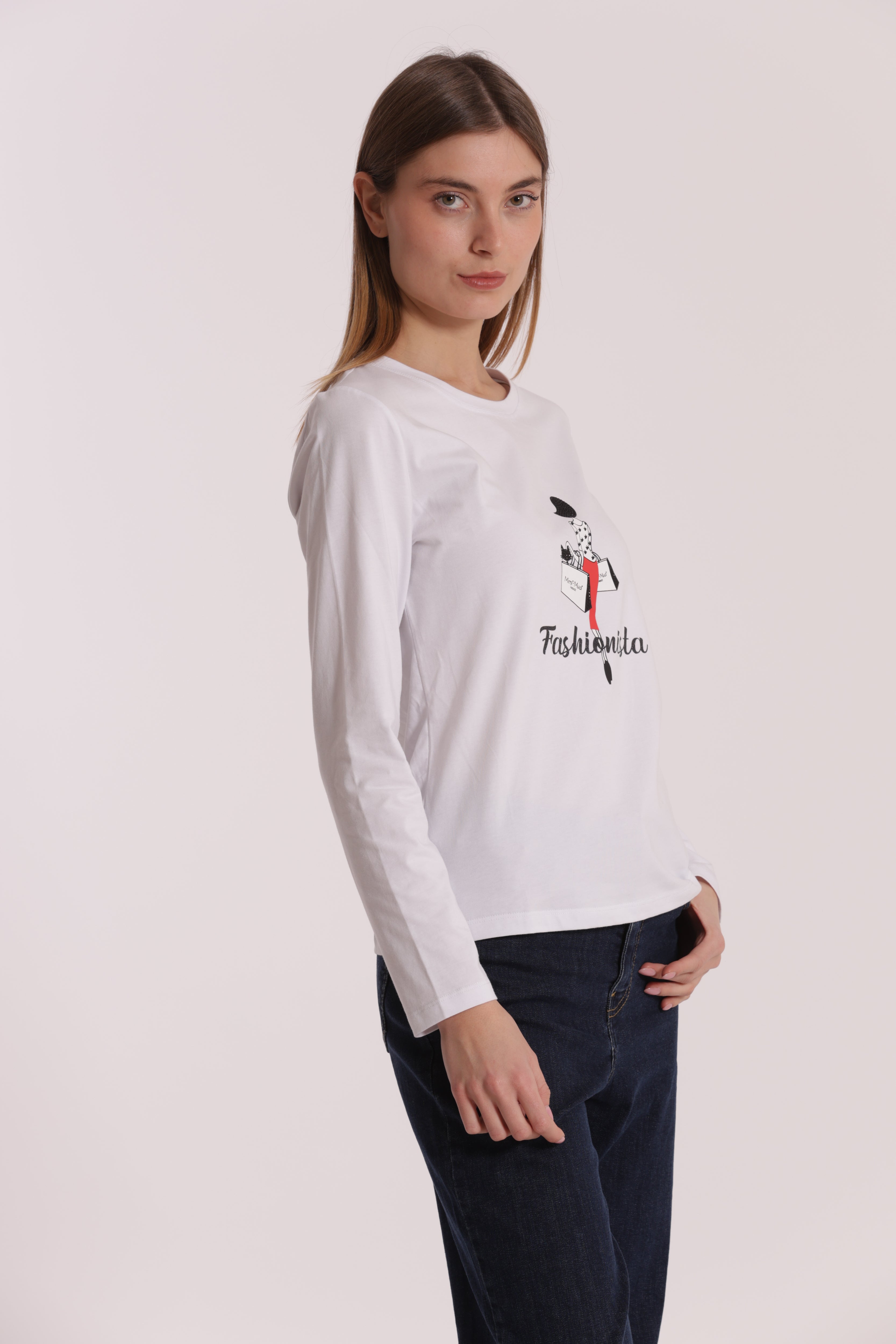 Mimi Mua Fashionista t-shirt bianco scritta logo