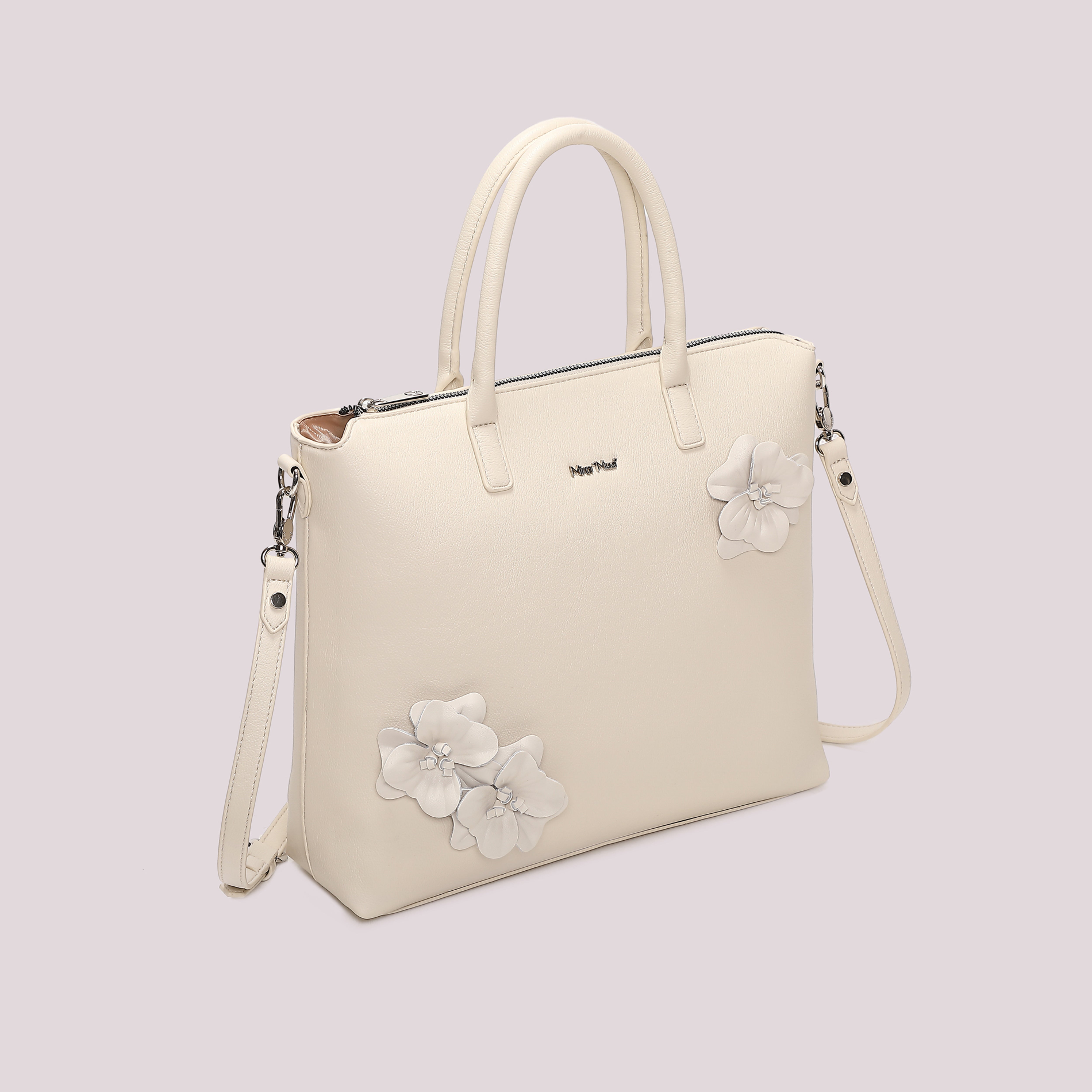 Mimi Mua borsa a spalla con fiori borsa nero 33x31x9 cm
