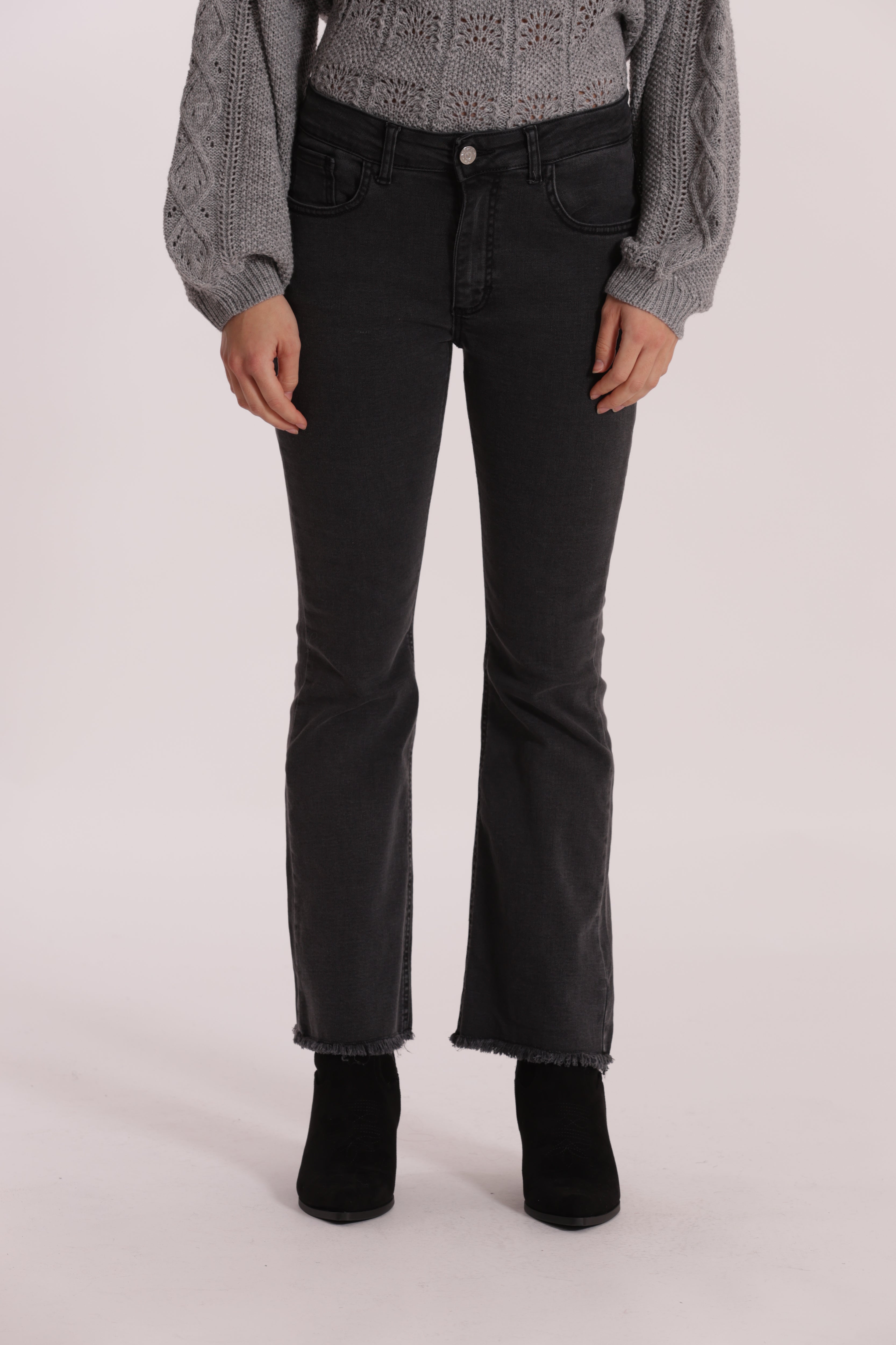 Mimi Mua Jeans Cropped Flare Blu Scuro cotone