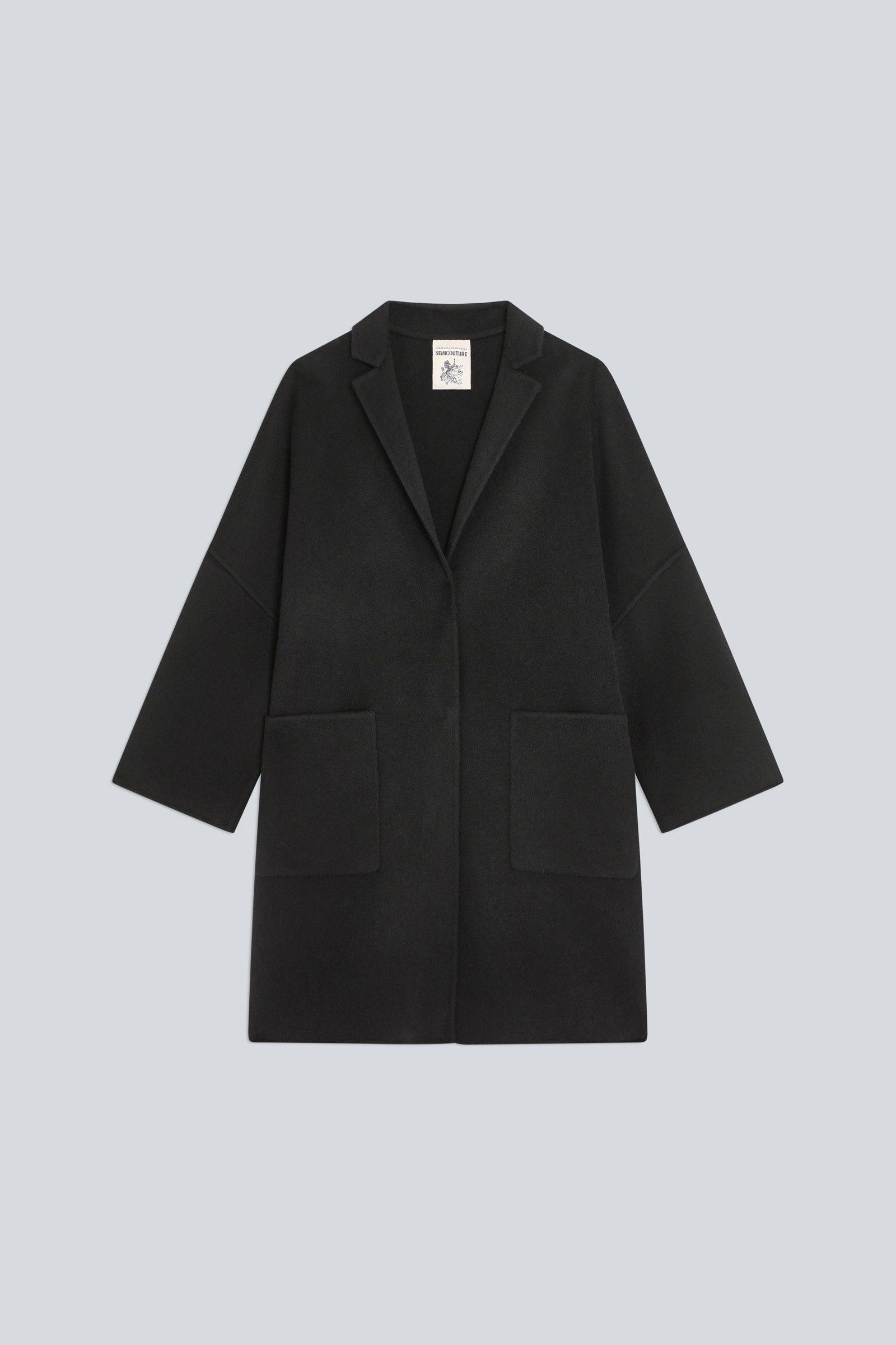 Semicouture Sigmung cappotto nero panno doppio