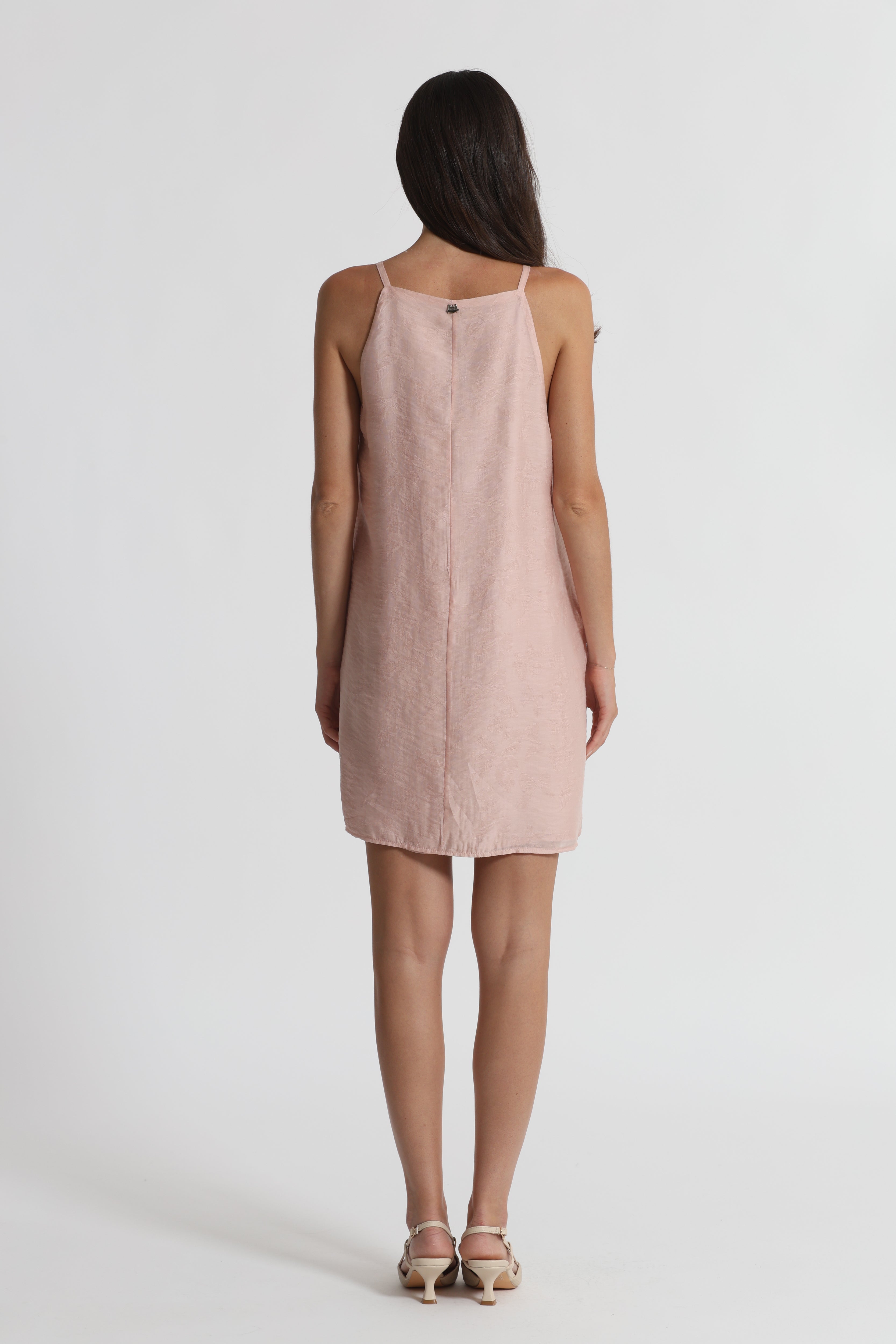 Mimi Mua Abito Corto Jacquard Rosa Raffinato