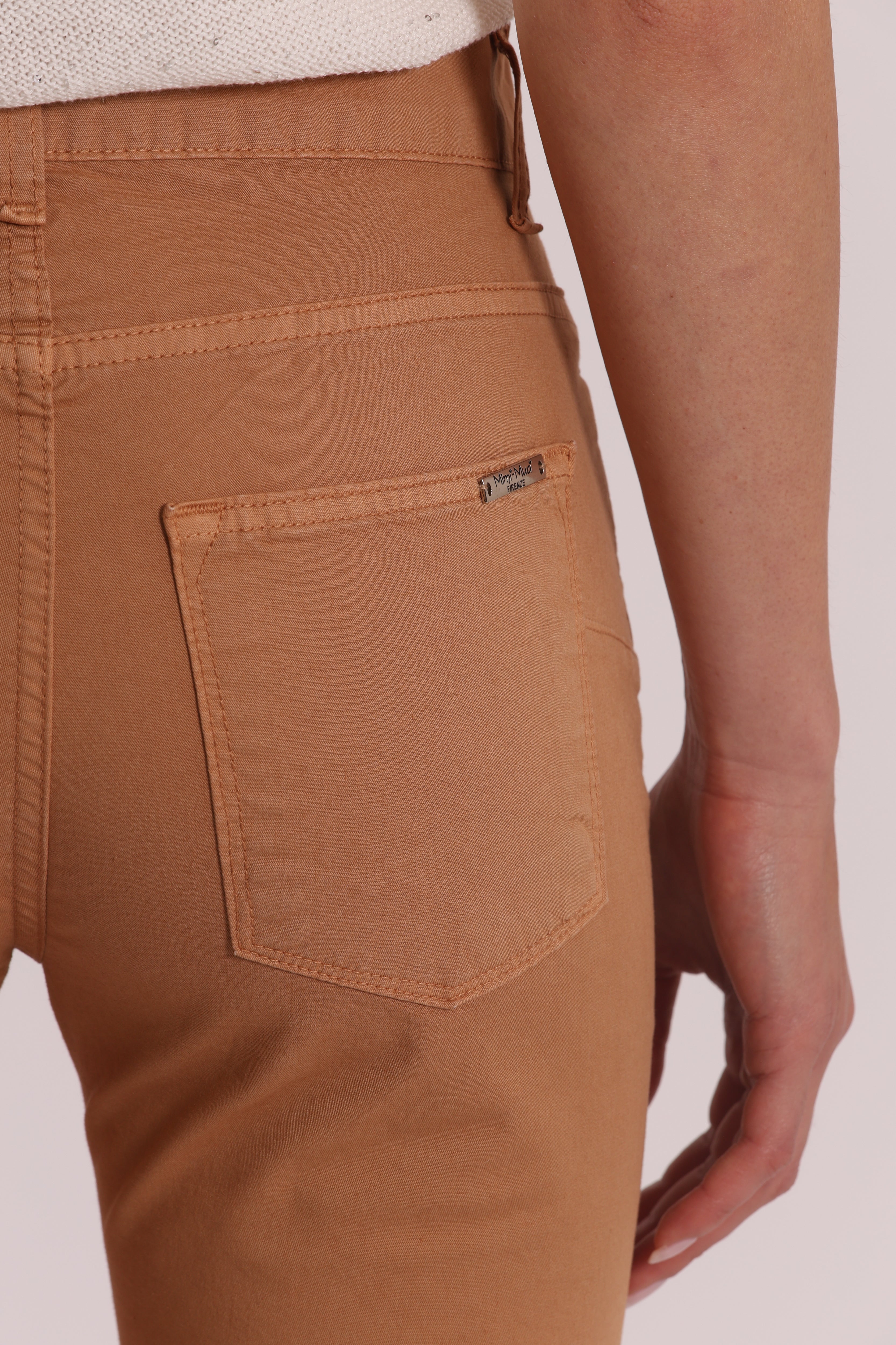 Mimi Mua Pantalone Cropped Flare Bengalina Burro elasticizzato