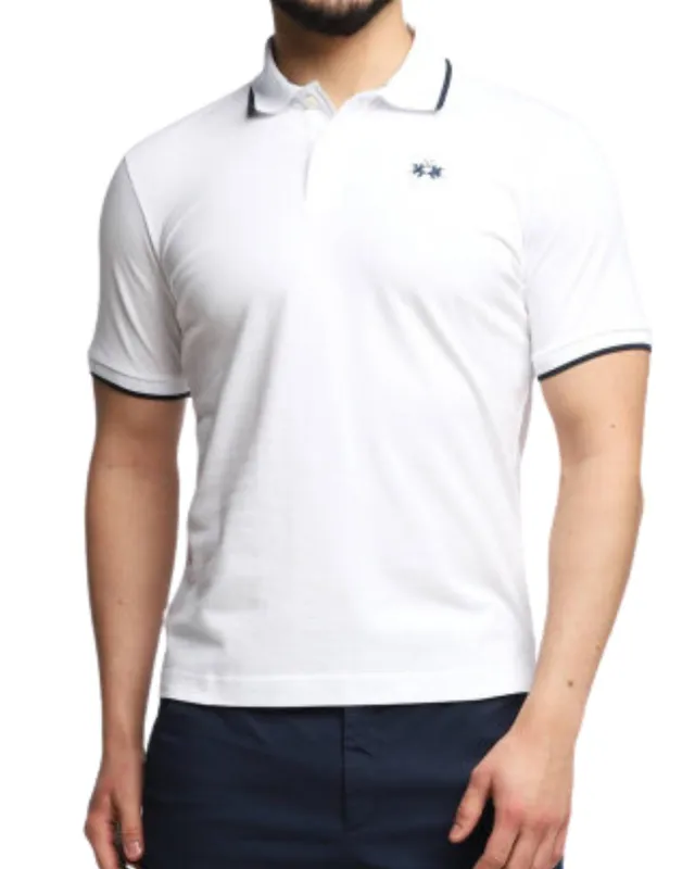 La Martina BPMP04 polo uomo cotone bianco XXL