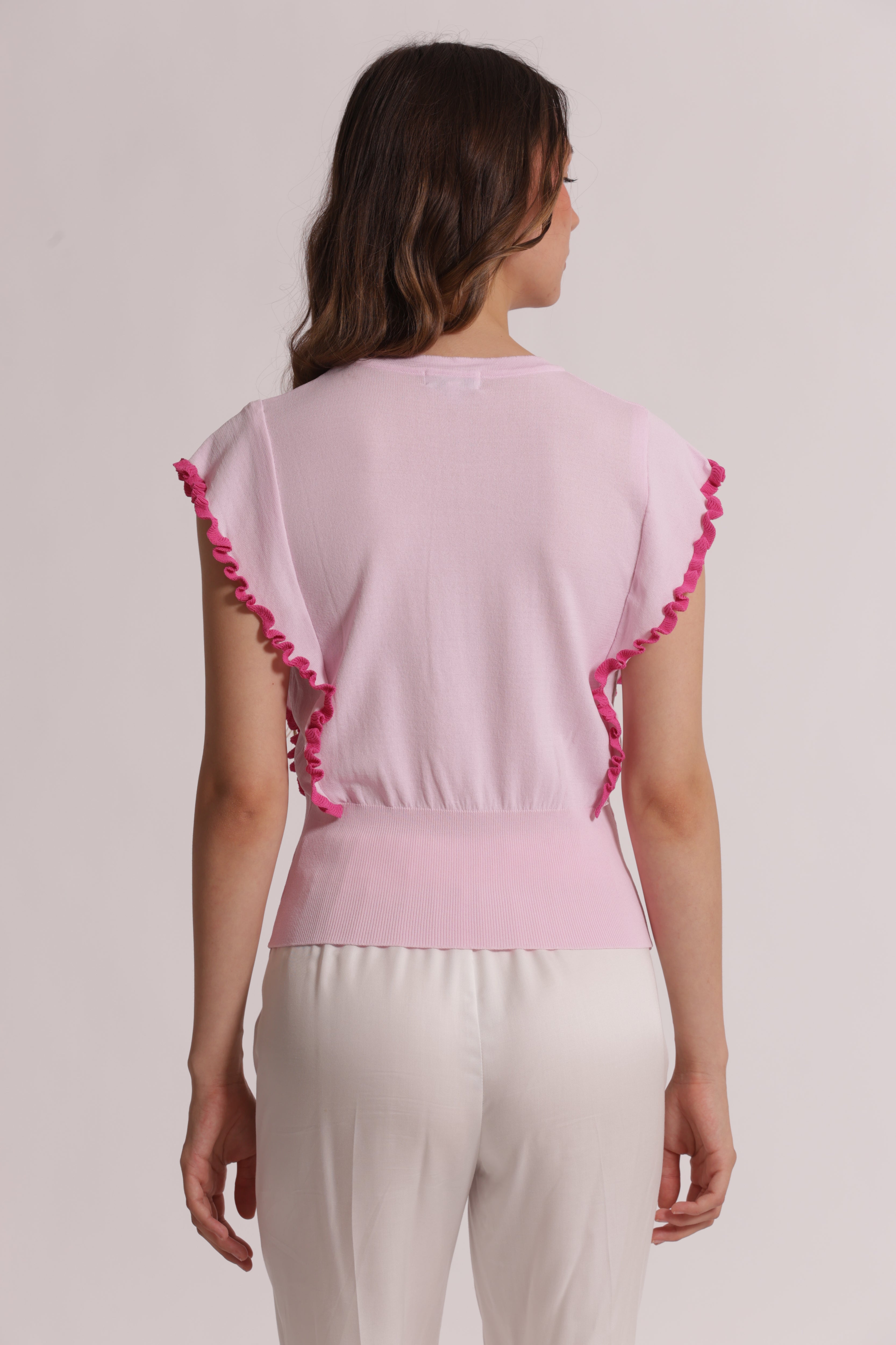Mimi Mua maglia maniche volant panna
