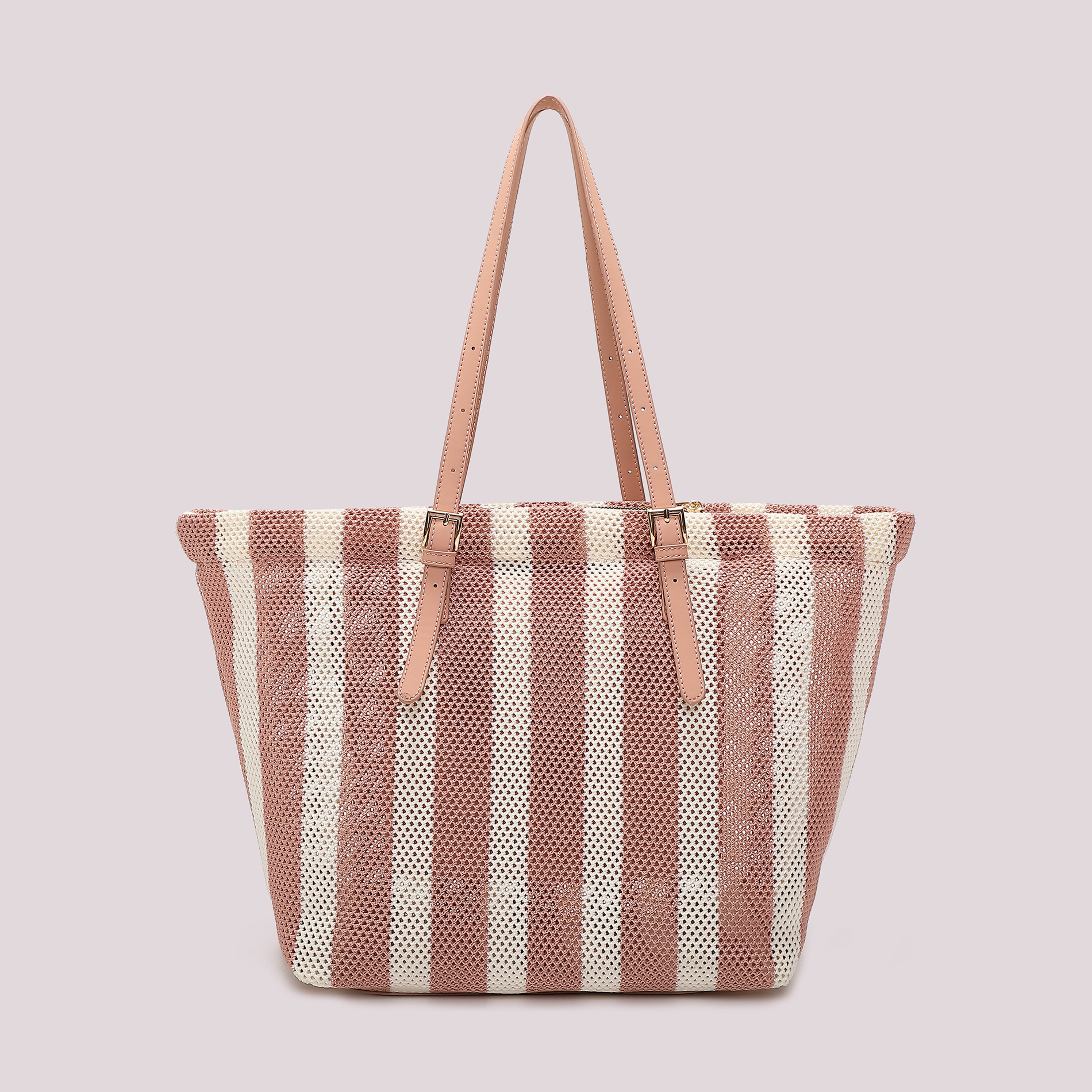 Mimi Mua Rete a Righe Borsa a Spalla Blu/Panna
