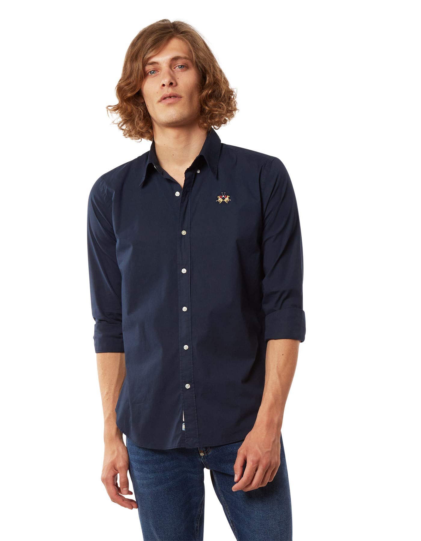 La Martina Man camicia uomo slim fit bianca maniche lunghe