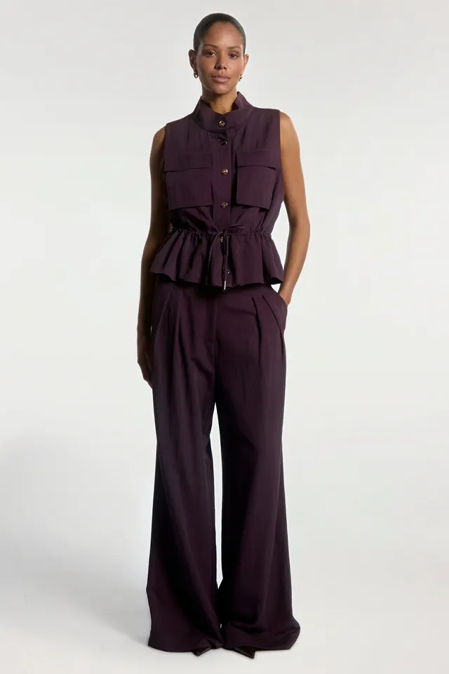 Aaiko Frederique pantaloni viola vita alta