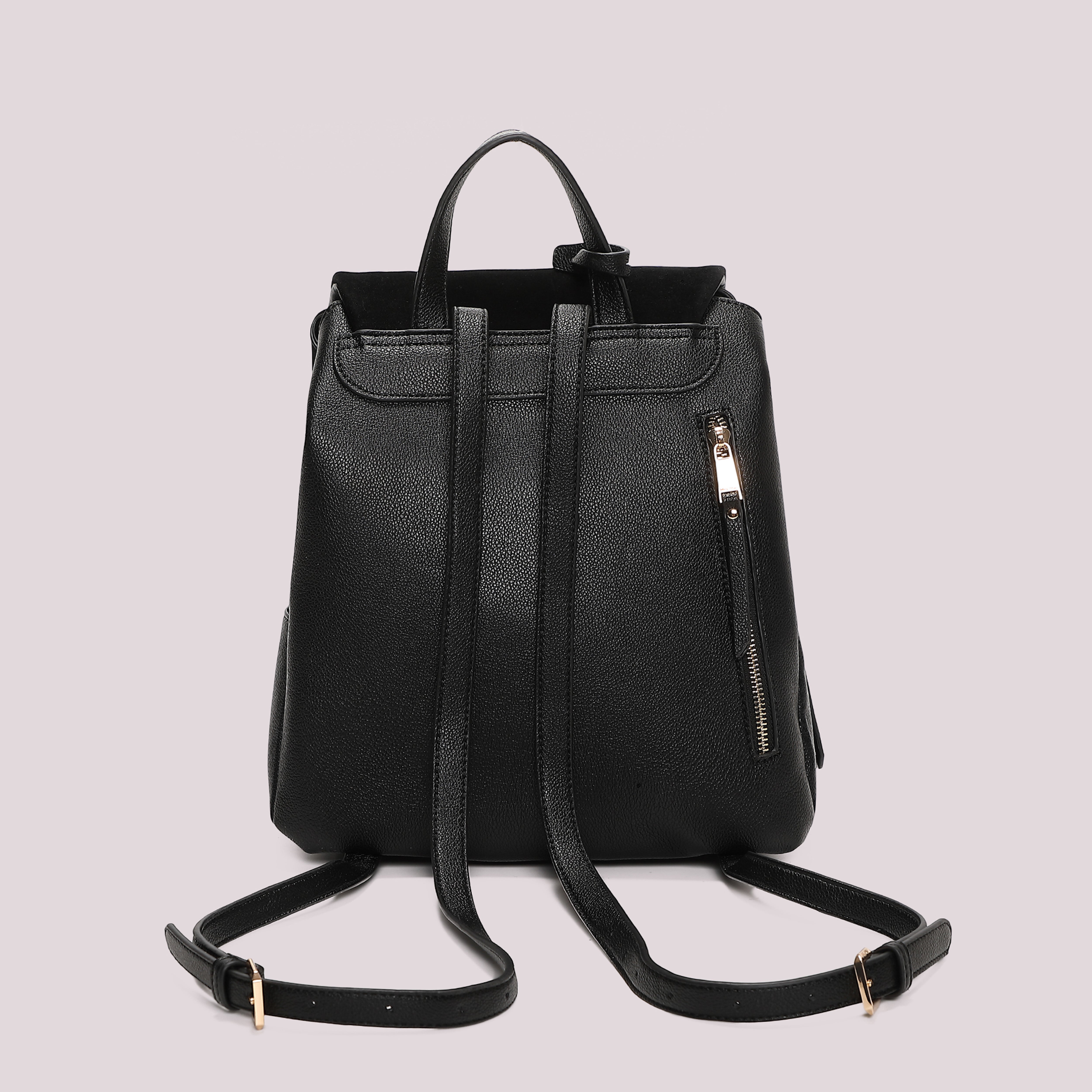 Mimi Mua Zaino Patch Diagonale Effetto Camoscio Nero