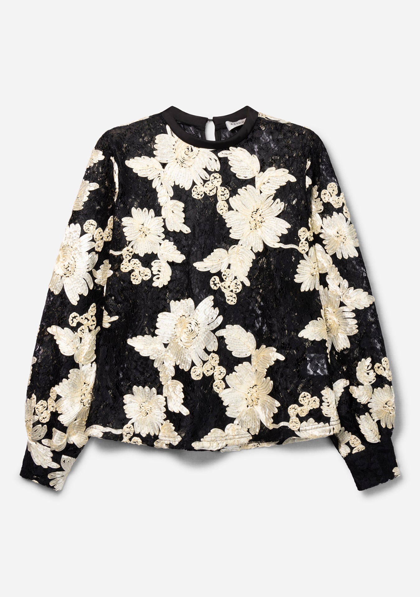 Aaiko Mauve top crema con fiori maniche ampie