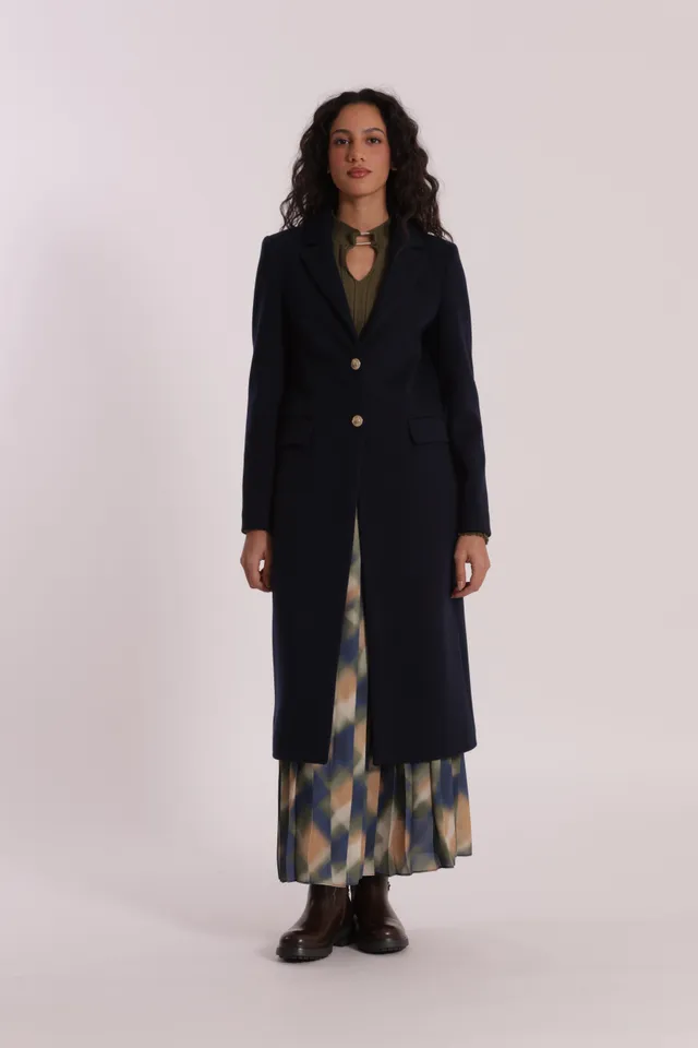 Mimi Mua Cappotto Lungo Diagonale Nero