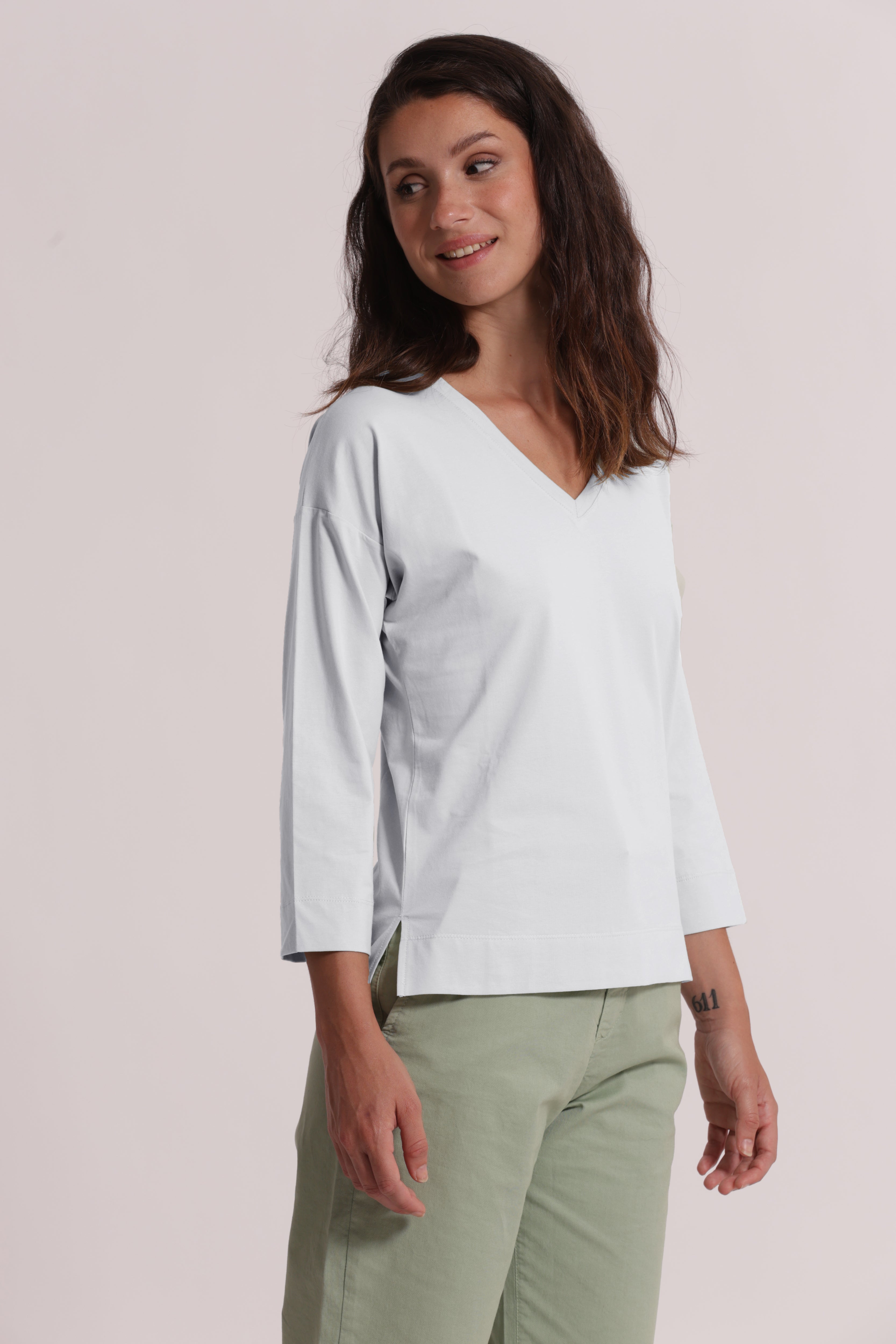 Mimi Mua Basic Ricamo Gatto T-Shirt Maniche Lunghe Cotone