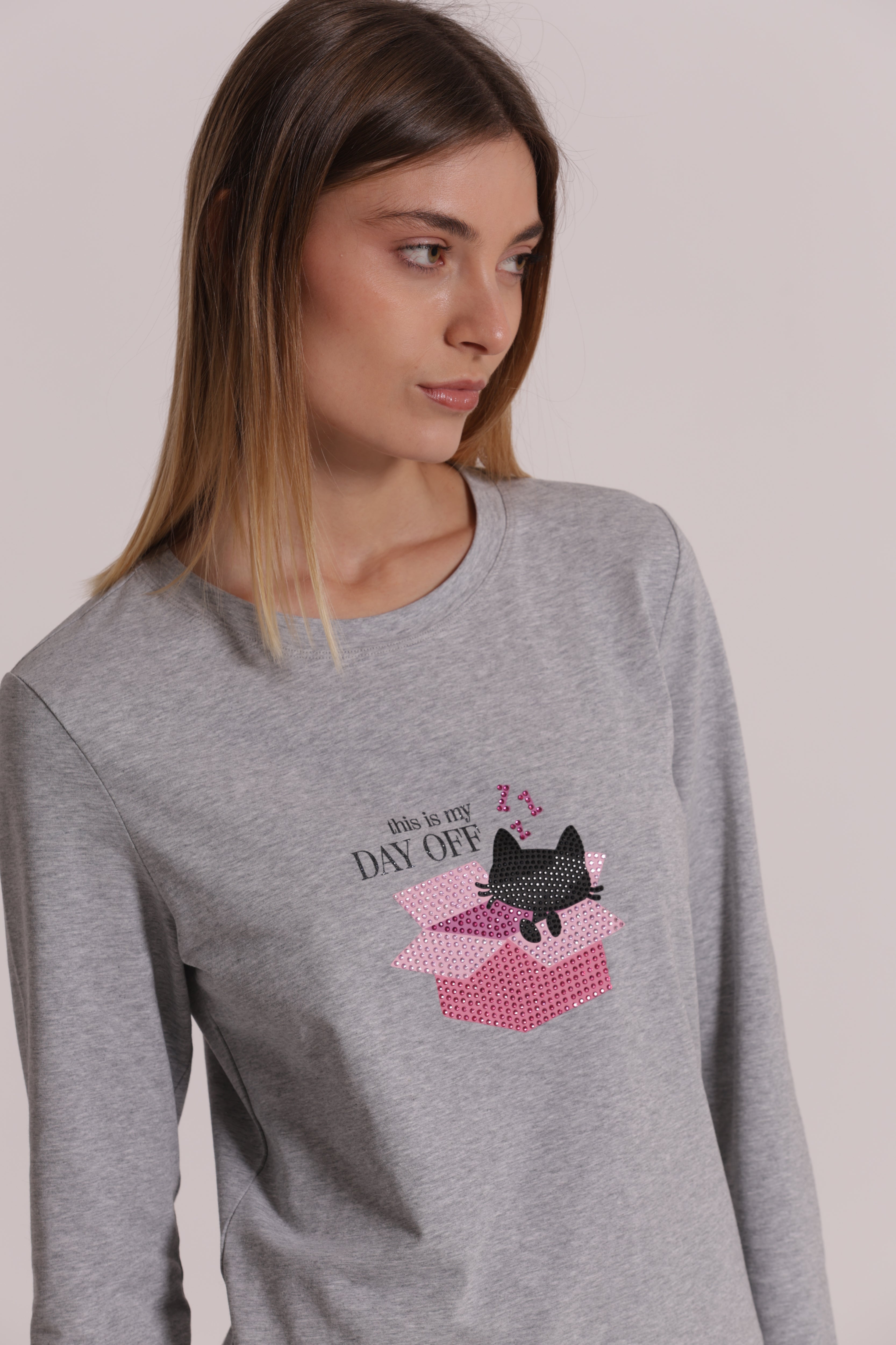 Mimi Mua This Is My Day Off T-shirt Maniche Lunghe