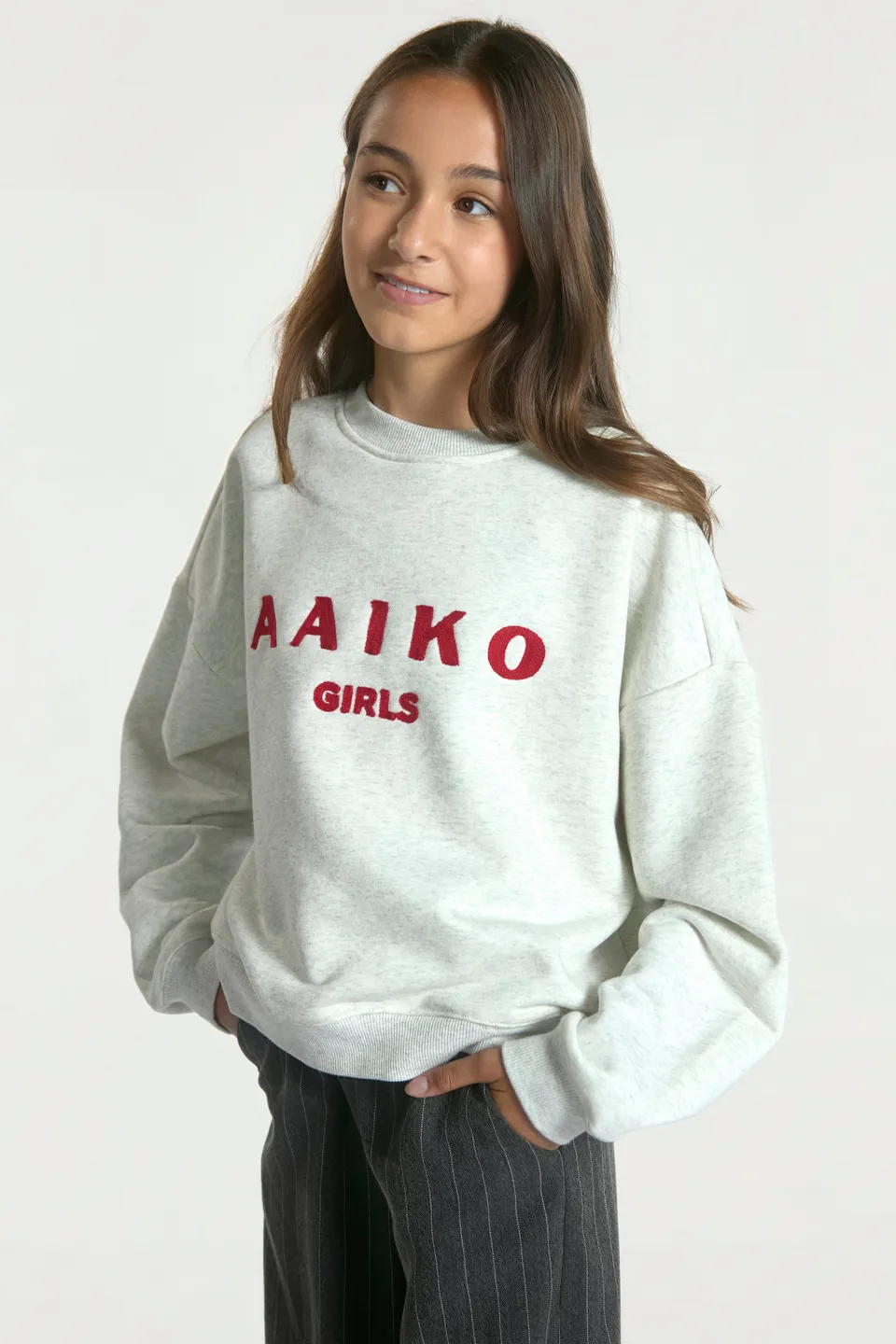 Aaiko Zena felpa grigia bambina logo