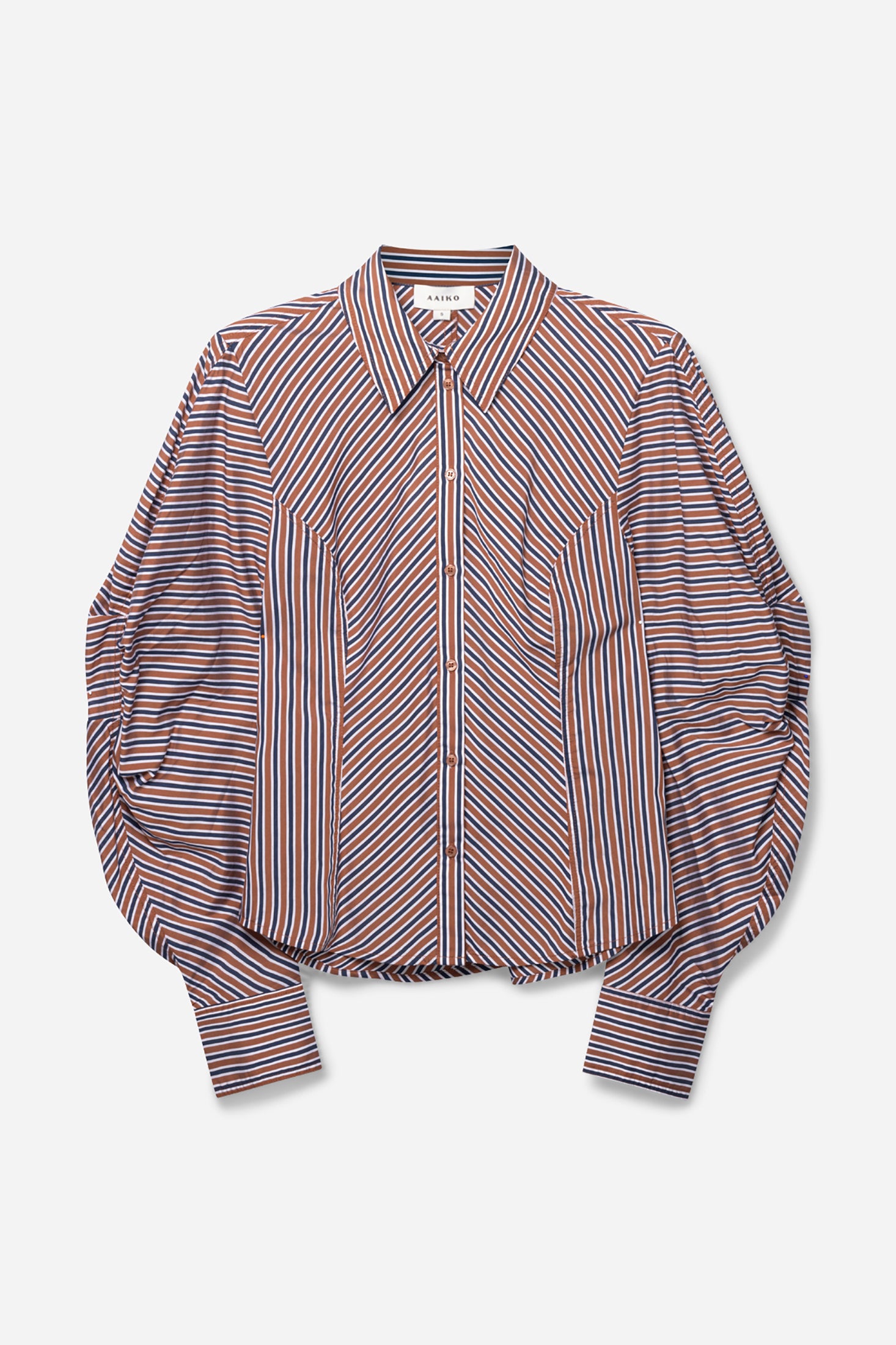 Aaiko Isabel camicia marrone a righe Fudge