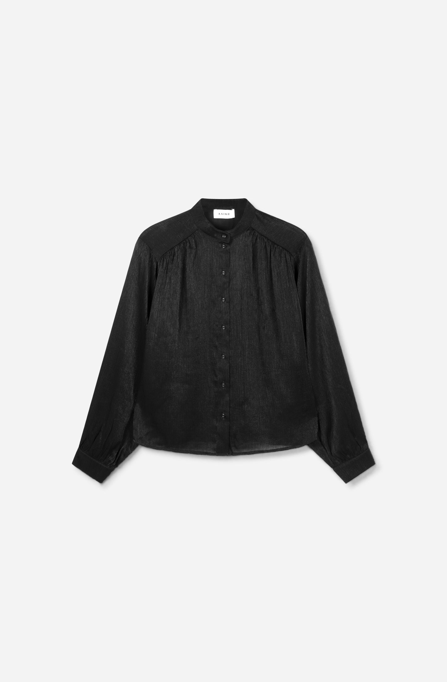 Aaiko Liv camicia nera collo senza revers fluida
