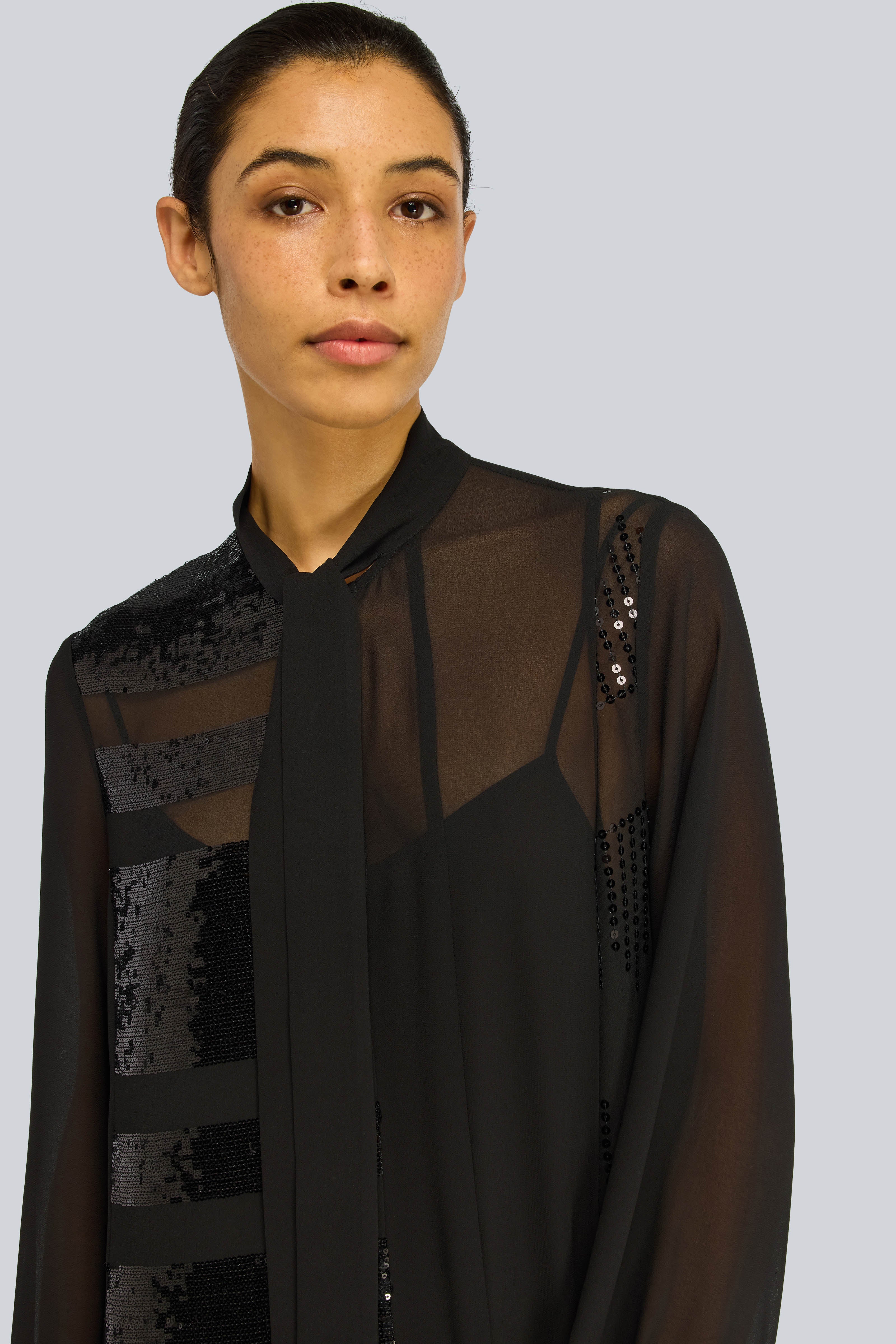 Semicouture Flo abito georgette ricamato nero