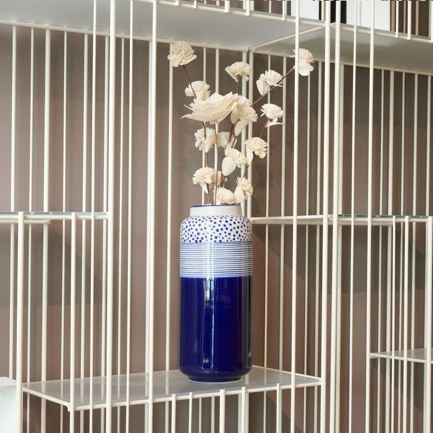 On Earth Cooperative Collection Dot Stripes vaso ceramica blu 30 cm