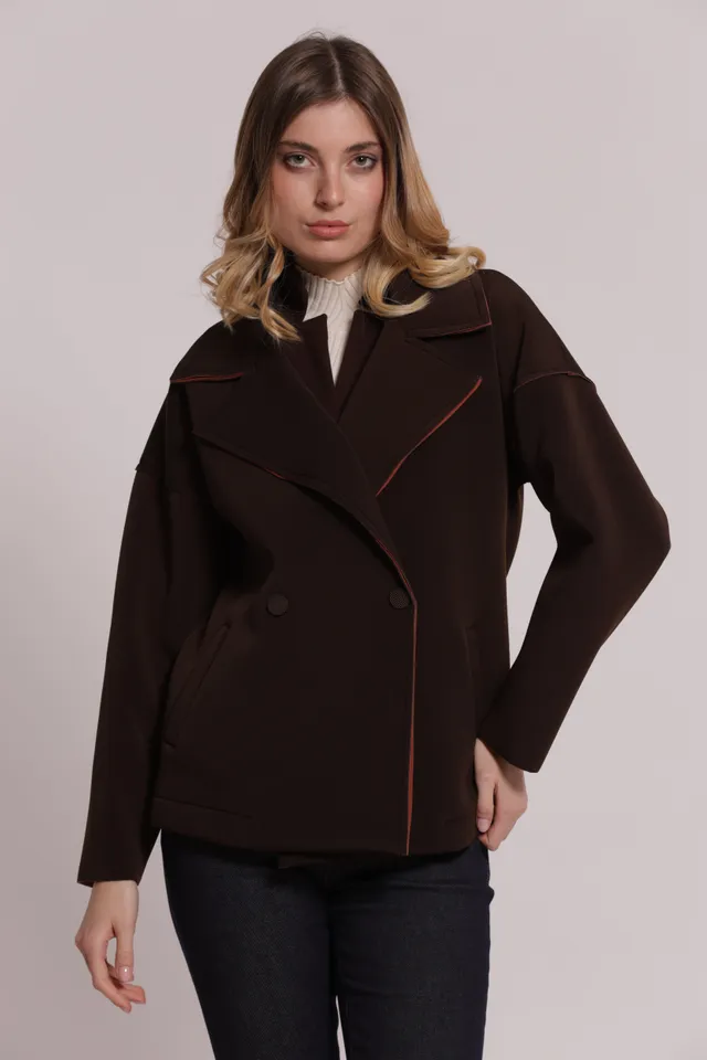Mimi Mua Giaccone Corto in Neoprene Giacca Moro