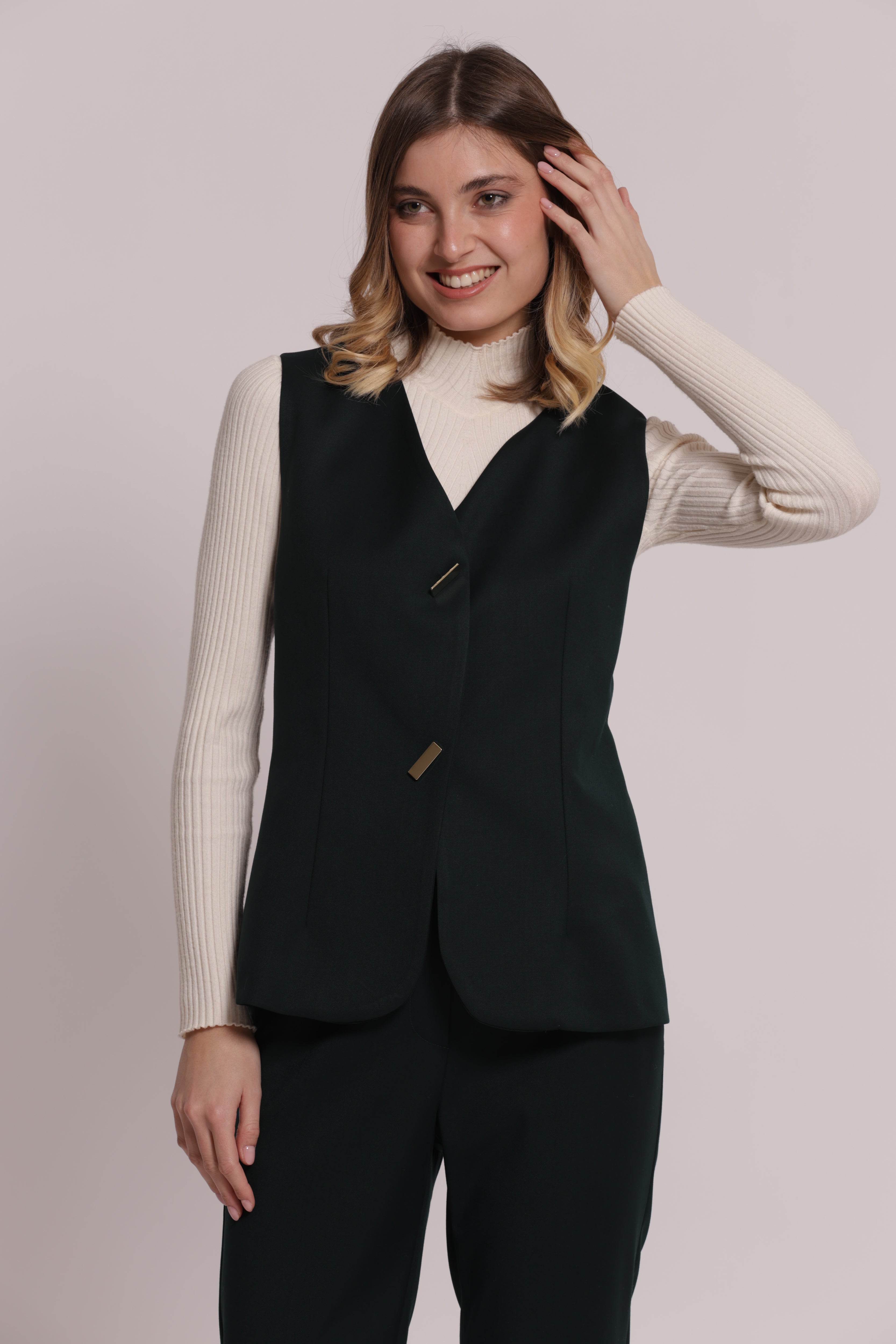 Mimi Mua Gilet con Bottoni Metallici nero