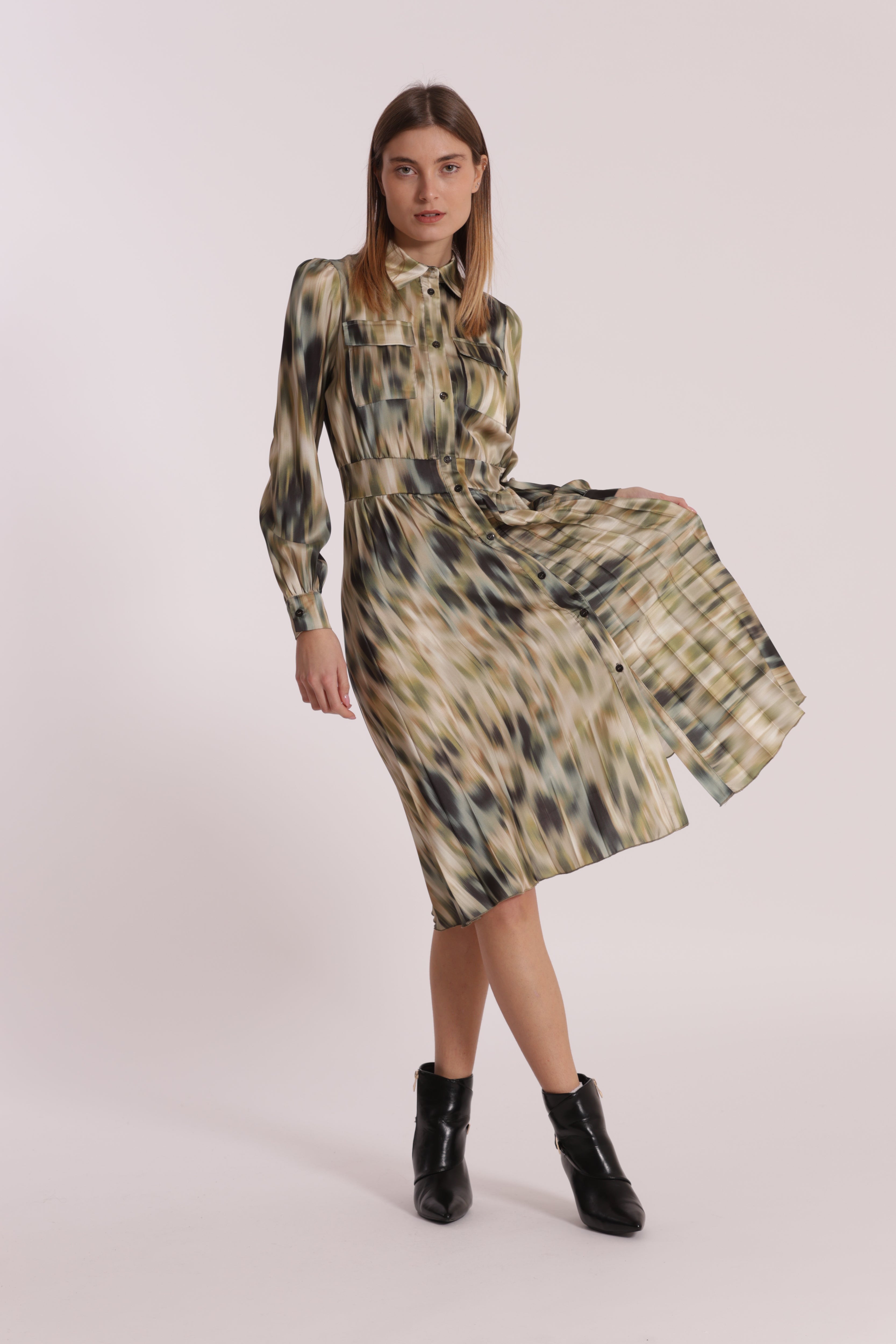 Mimi Mua Abito Chemisier Fusion Vestito Mosto Fantasia