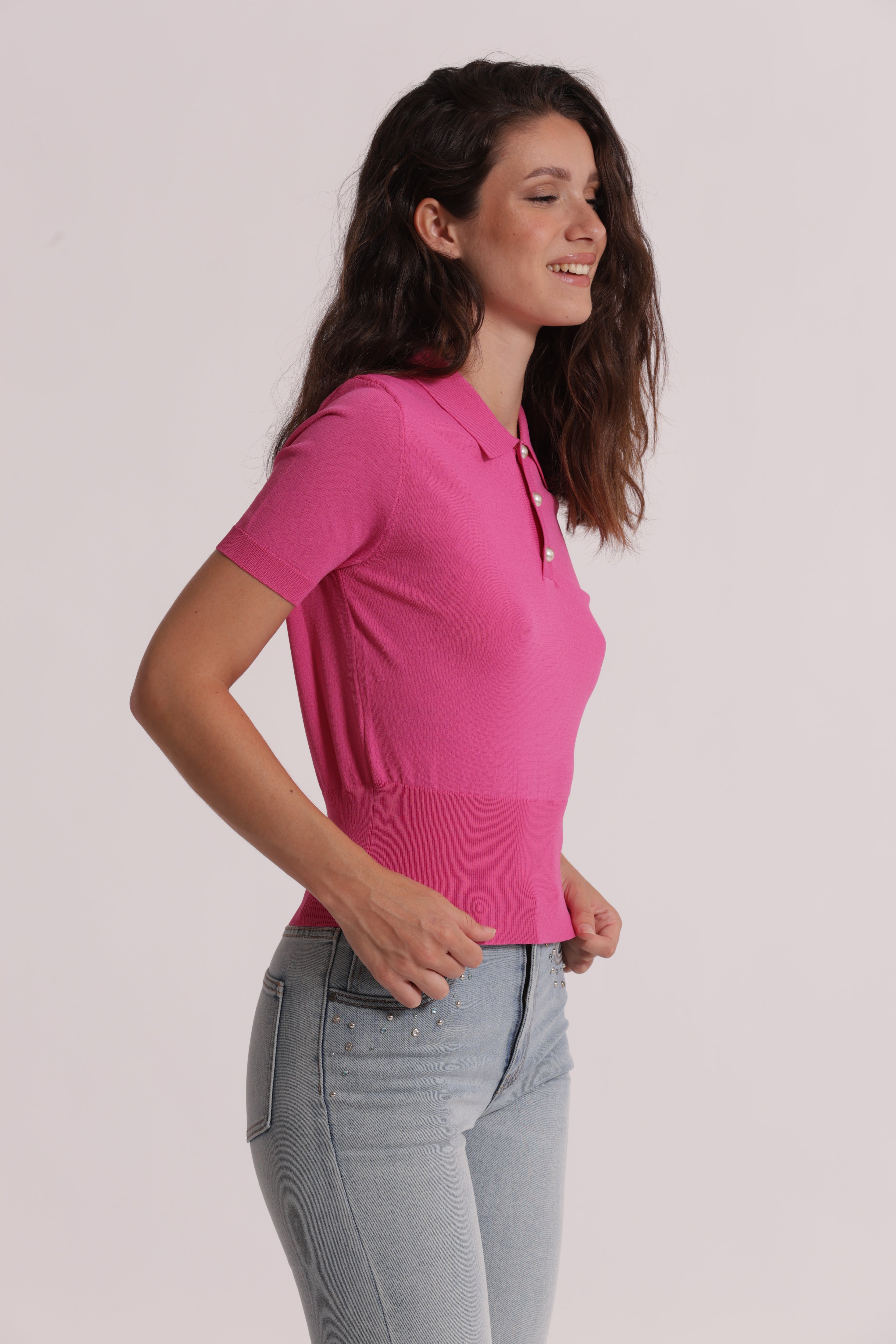 Mimi Mua polo maglia maniche corte nero viscosa