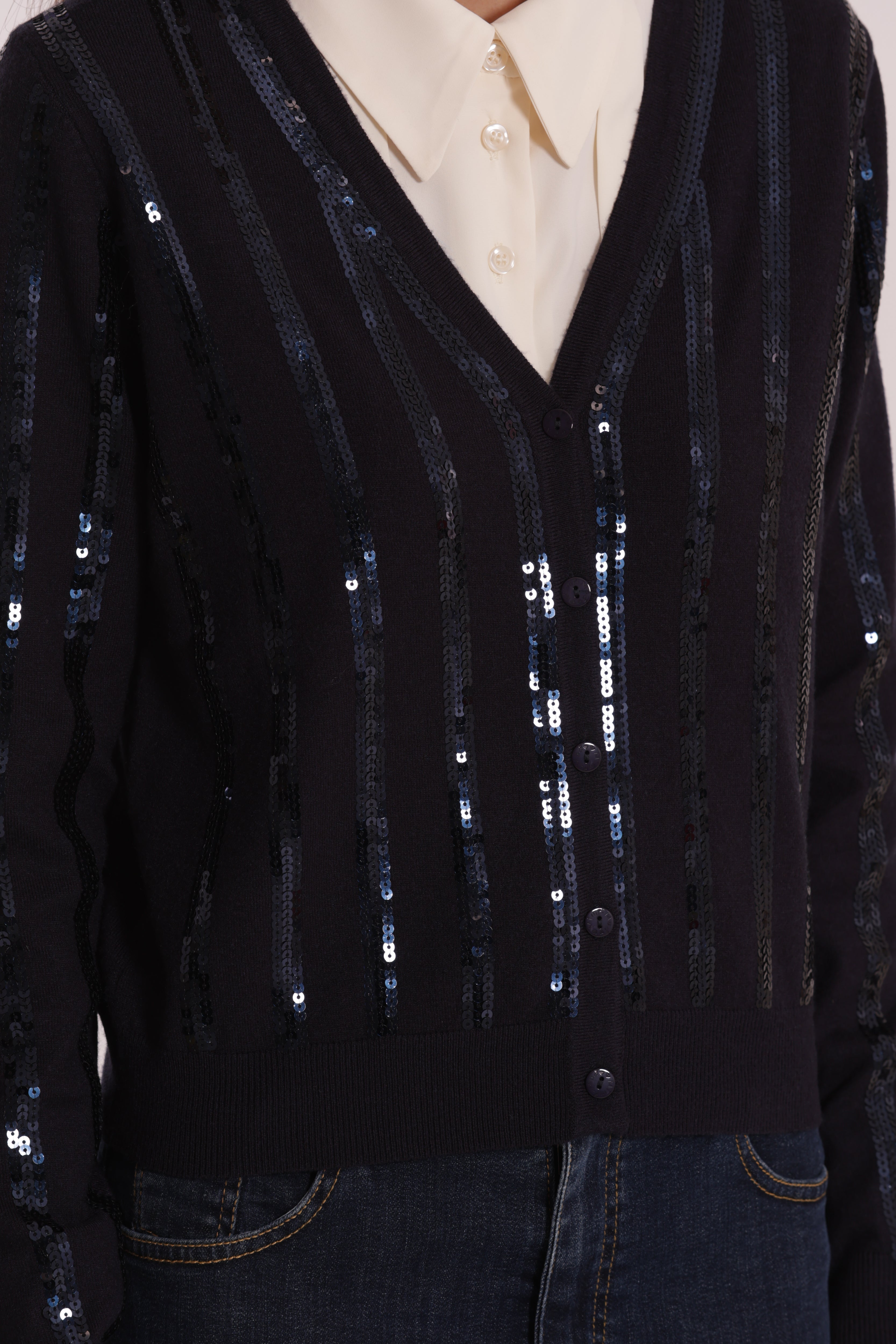 Mimi Mua Cardigan Paillettes Maglia Brillante