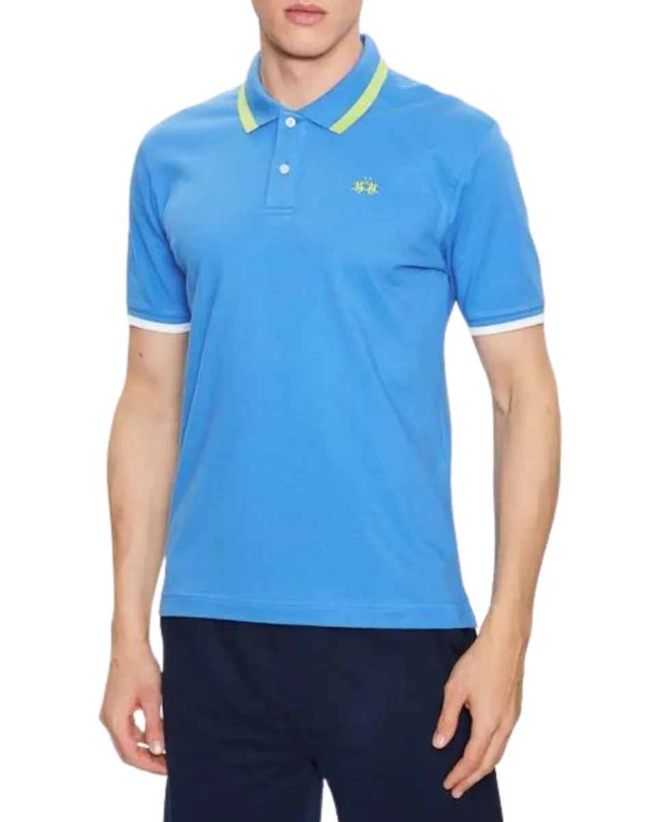 La Martina VMP006 Polo uomo M azzurra slim