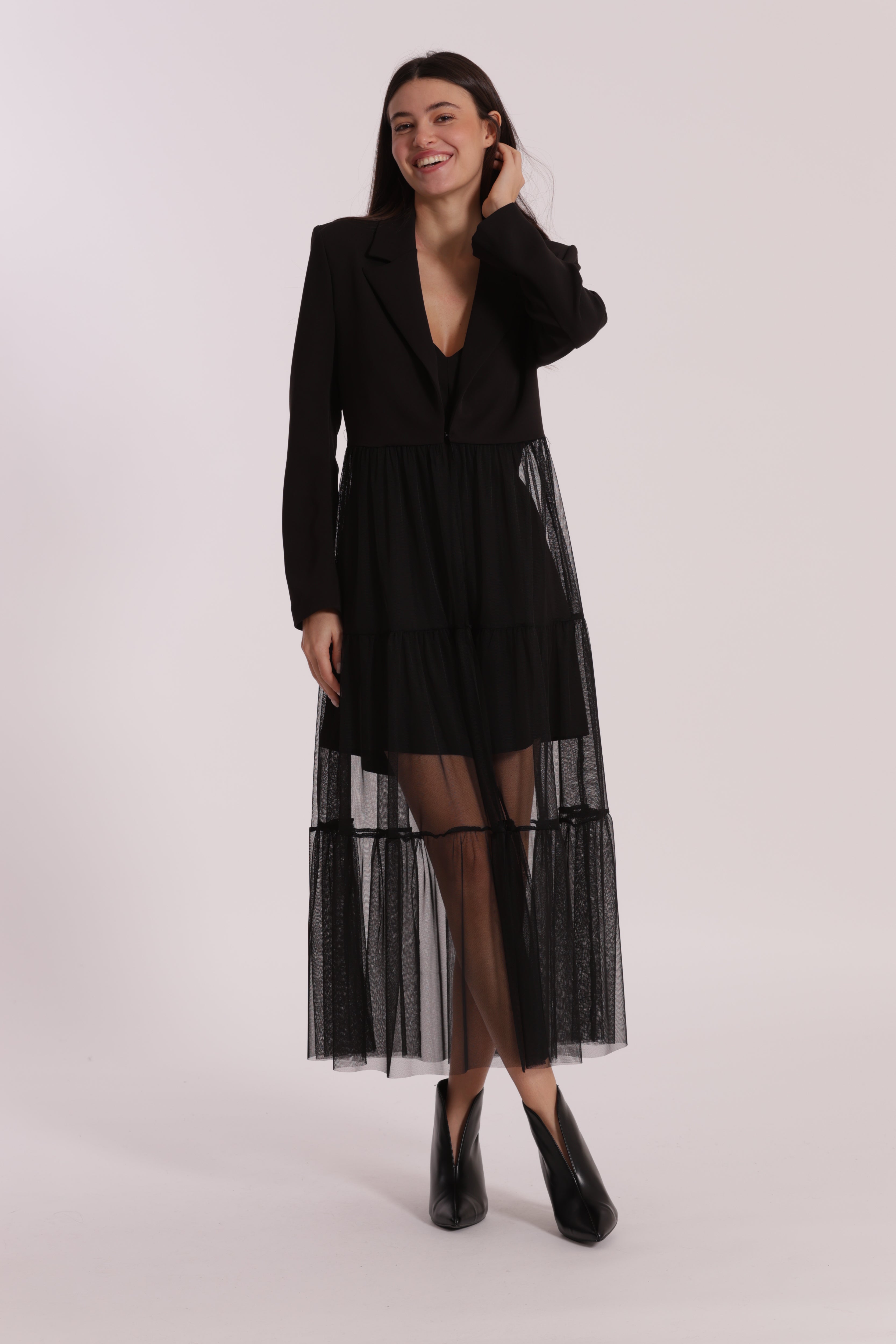 Mimi Mua Giacca Lunga giacca tulle nero