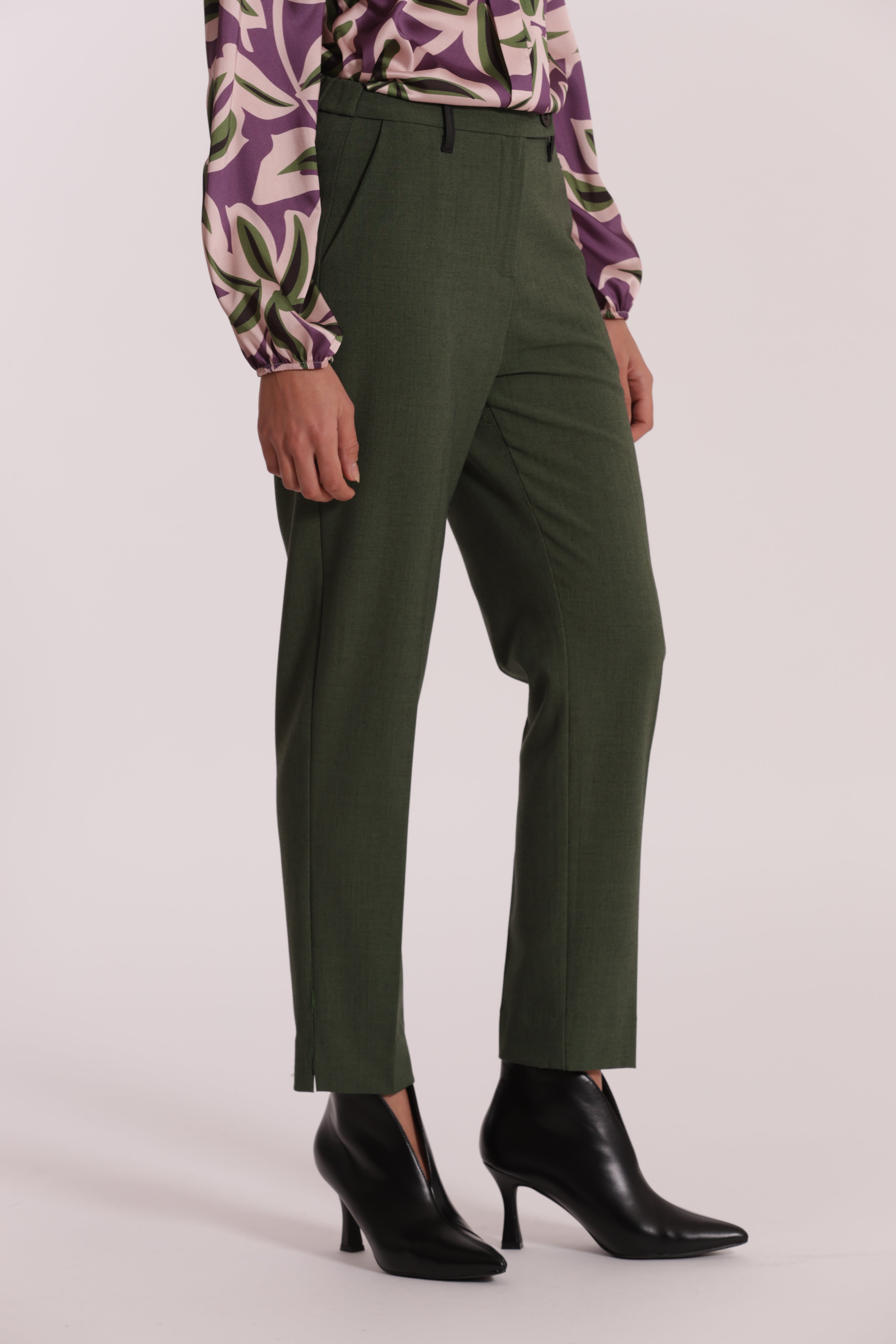 Mimi Mua Pantalone Sigaretta Fiammato verde