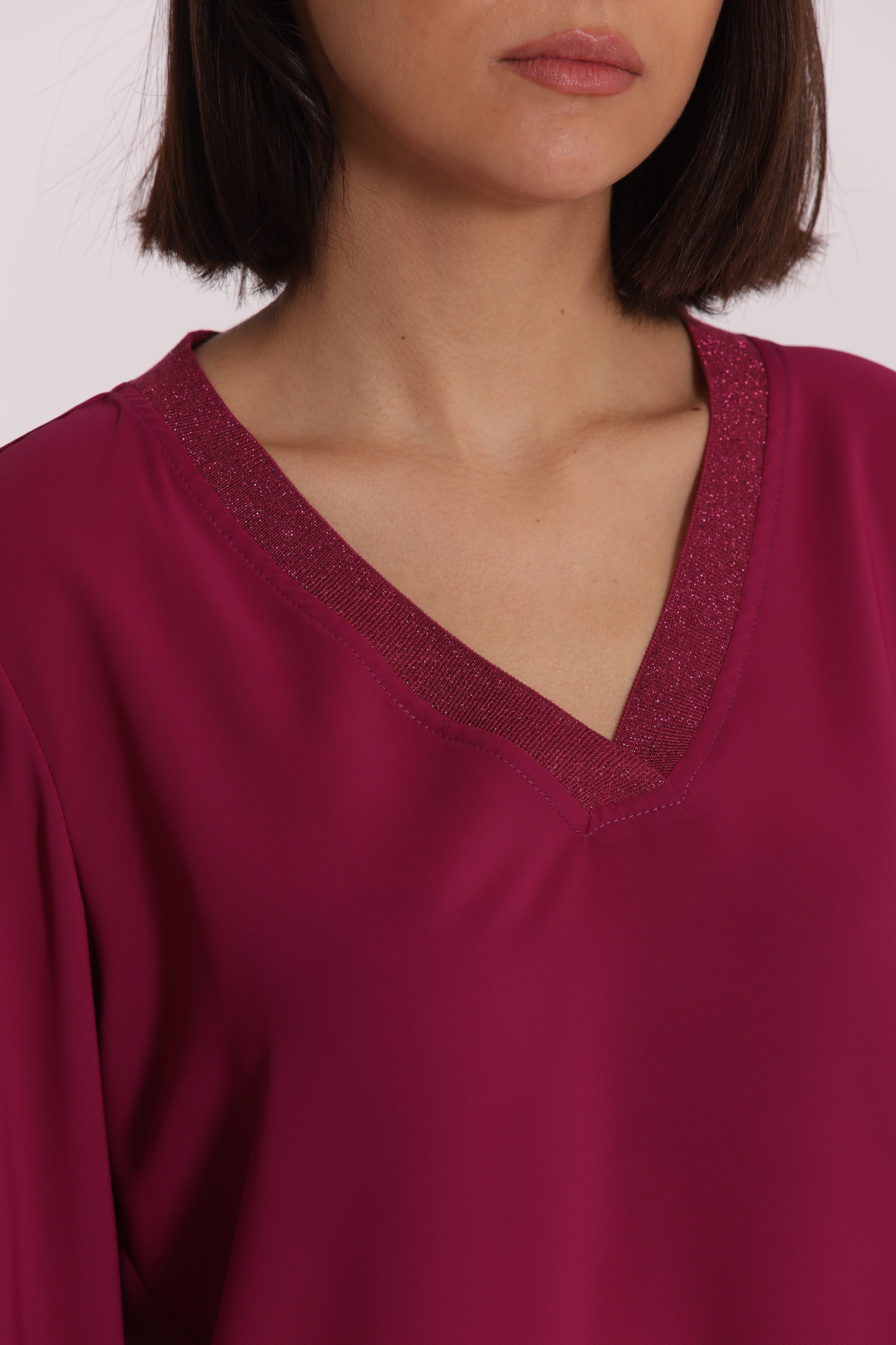 Mimi Mua Blusa Scollo a V Lurex Nera