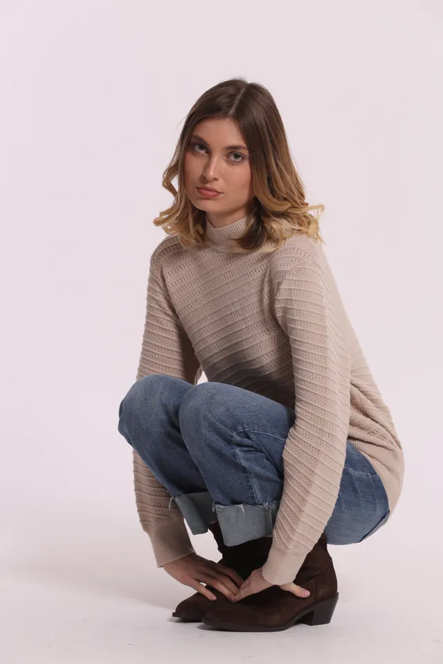 Mimi Mua maglia lupetto trama diagonale nero calda