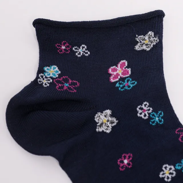 Mimi Mua Calzini Fiori Blu Cotone Misto