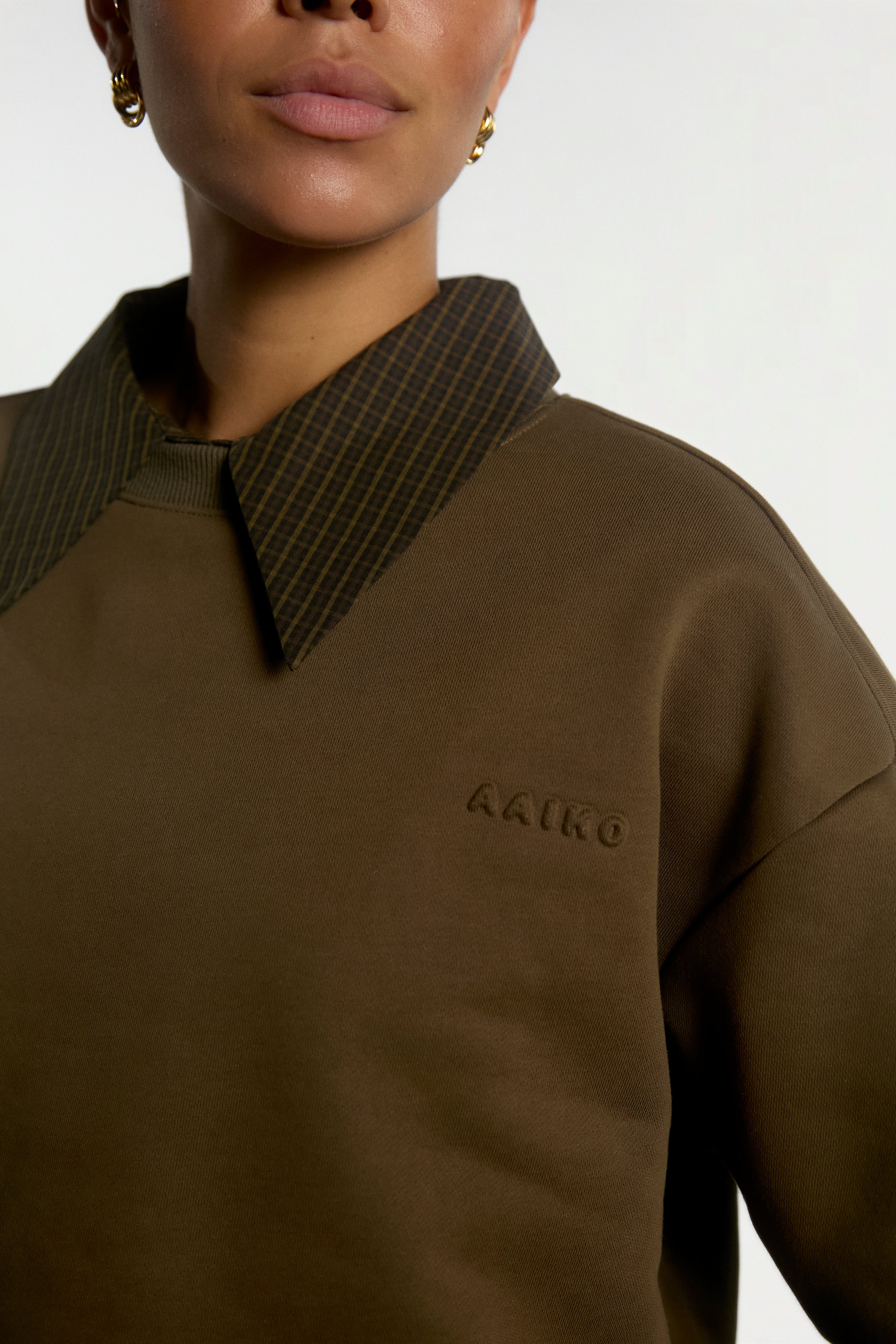 Aaiko Mure maglione verde quadri Teak Green
