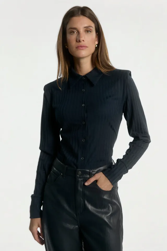 Aaiko Vigo top blu pizzo manica lunga