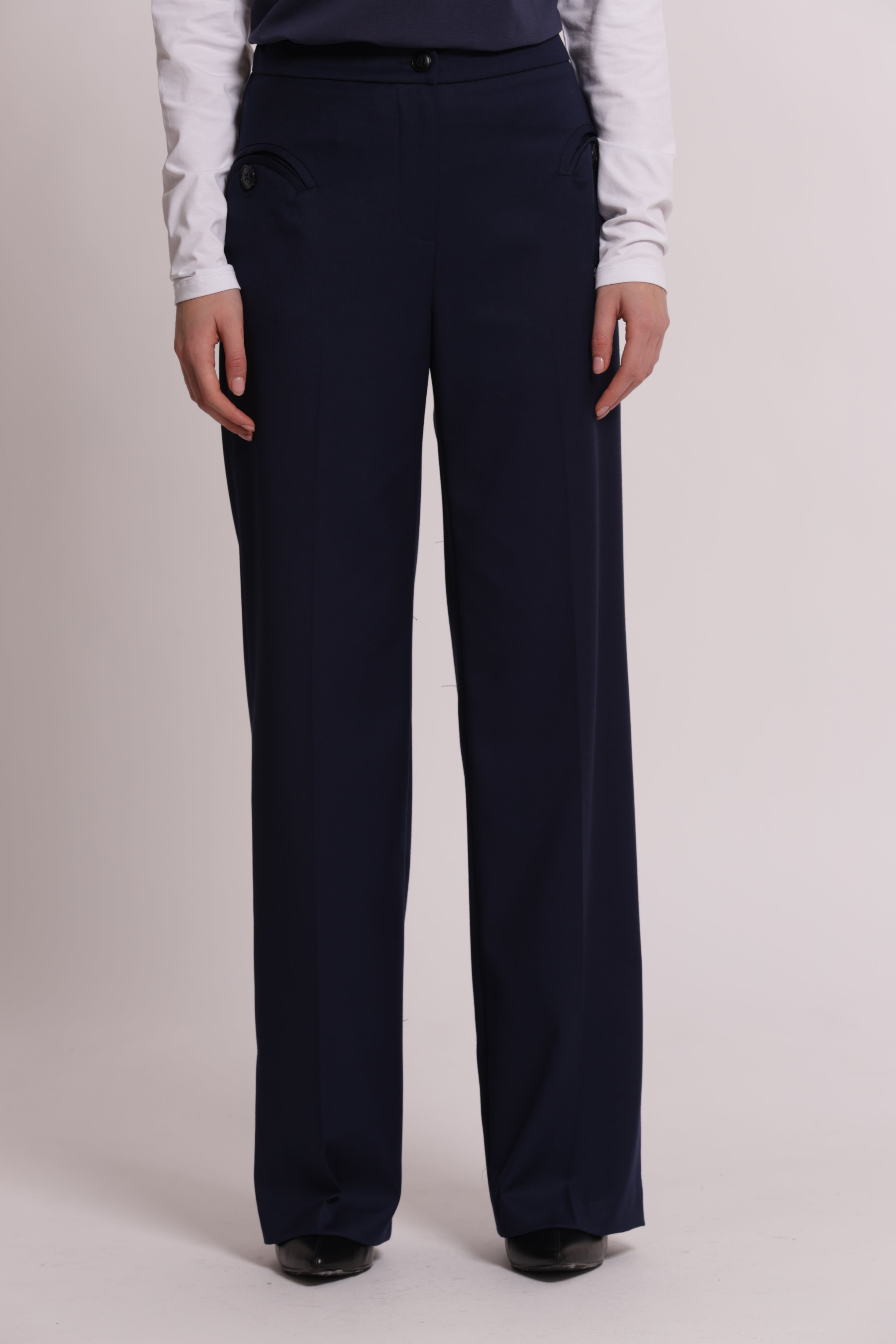Mimi Mua Palazzo Vanz Pantalone Nero a Gamba Larga