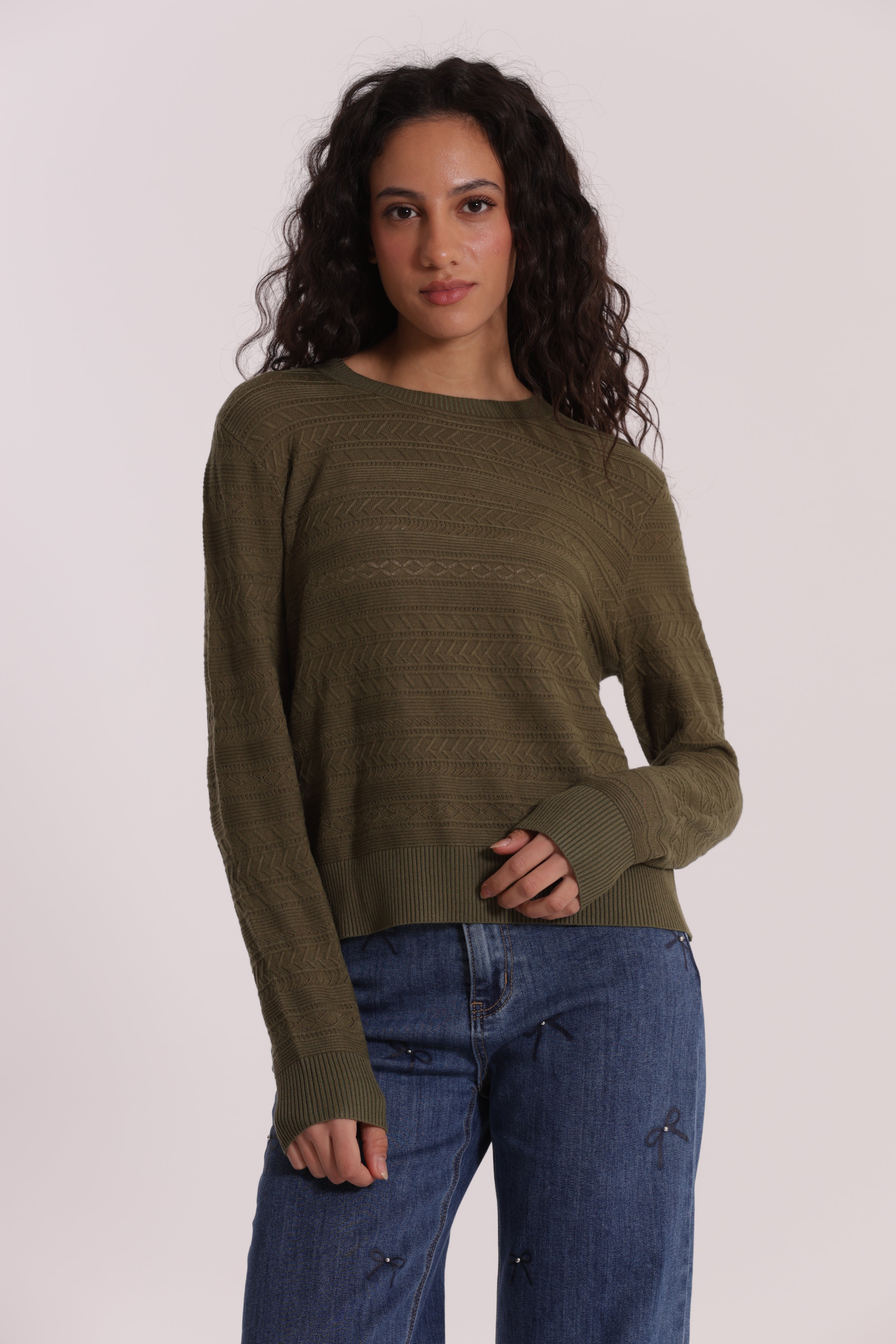 Mimi Mua Maglia Scollo Tondo Traforato nero viscosa