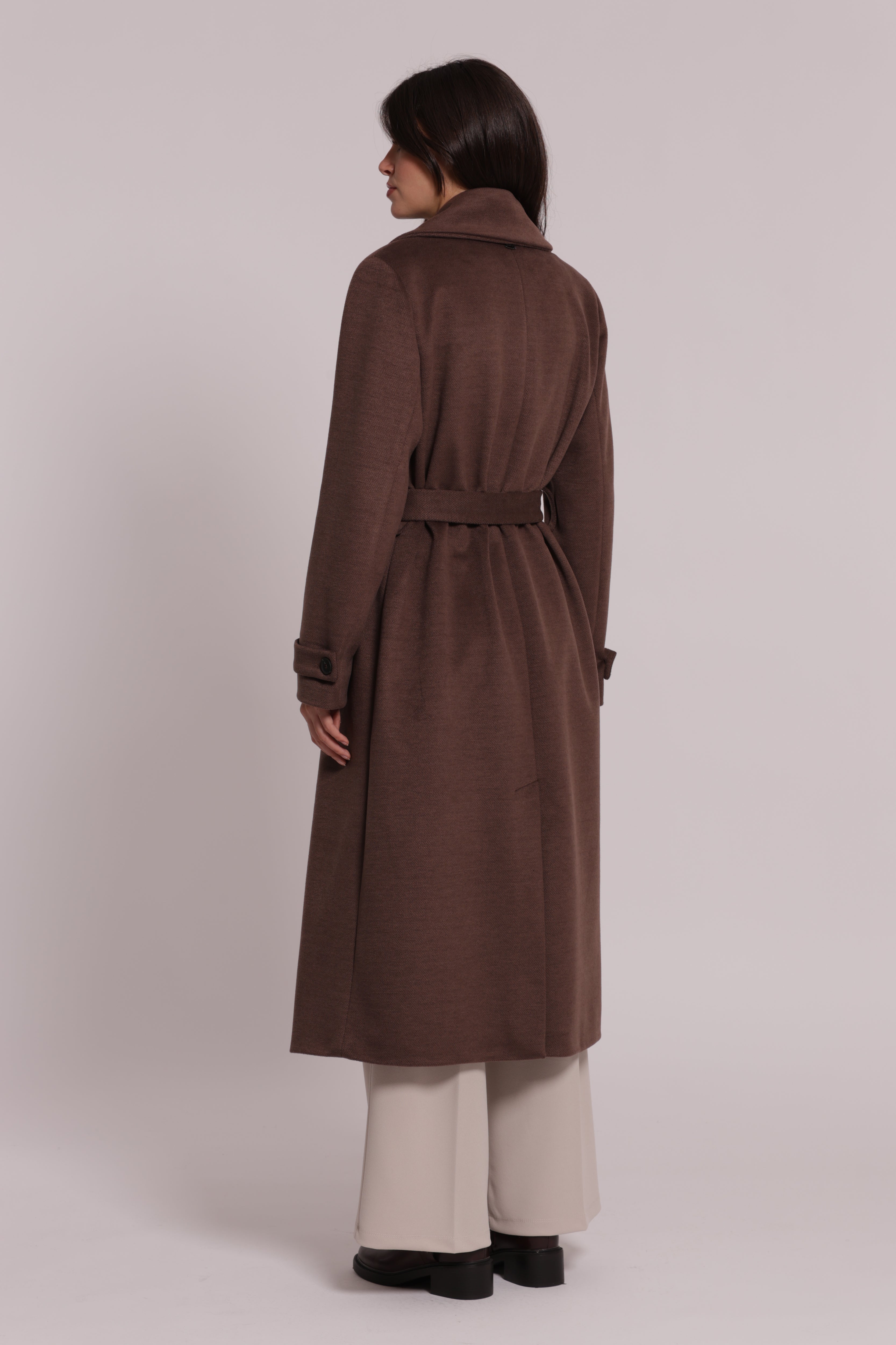 Mimi Mua Cappotto Lungo con Cintura Nero