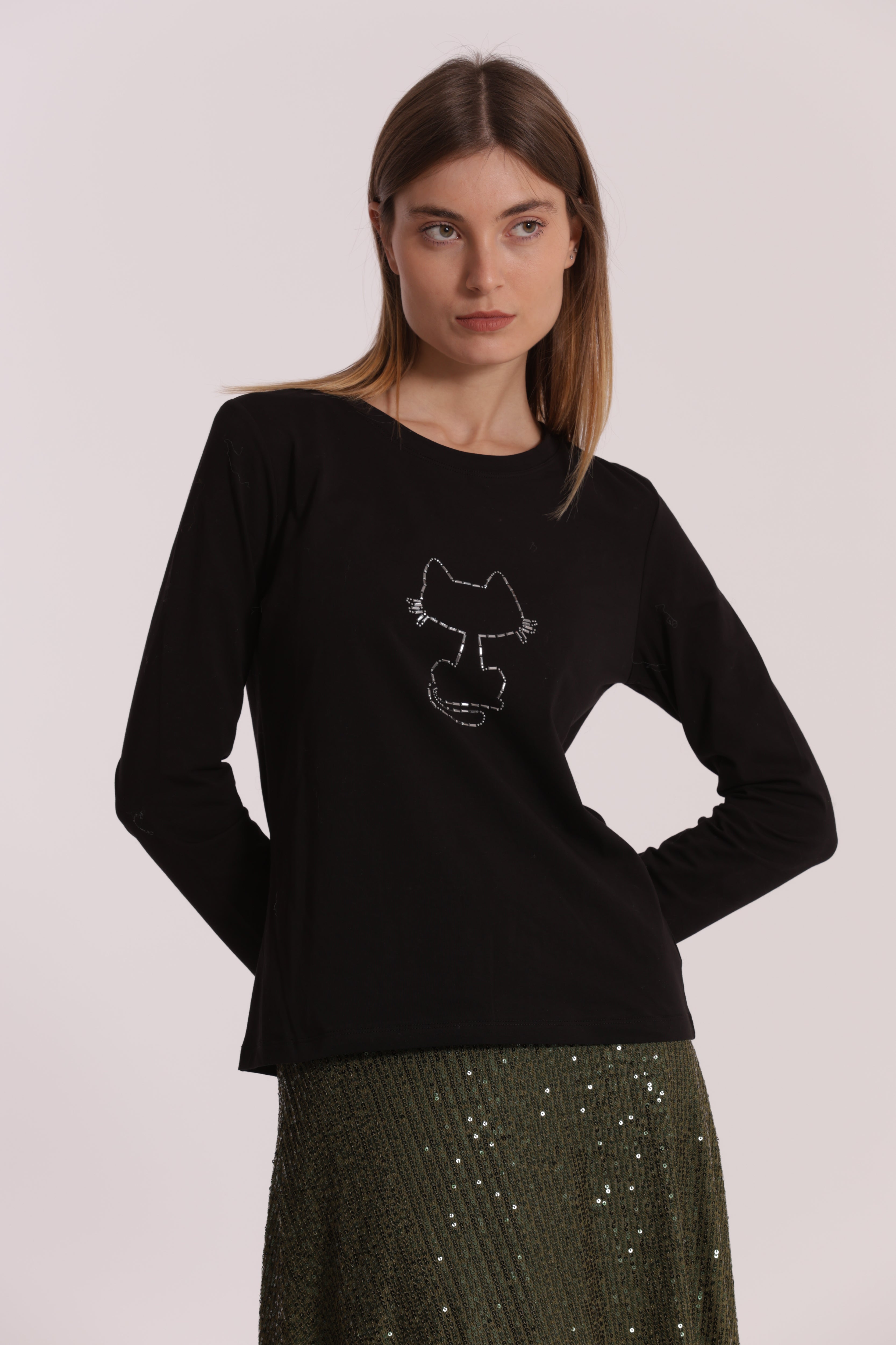 Mimi Mua Gatto Catena t-shirt cotone stampa gatto