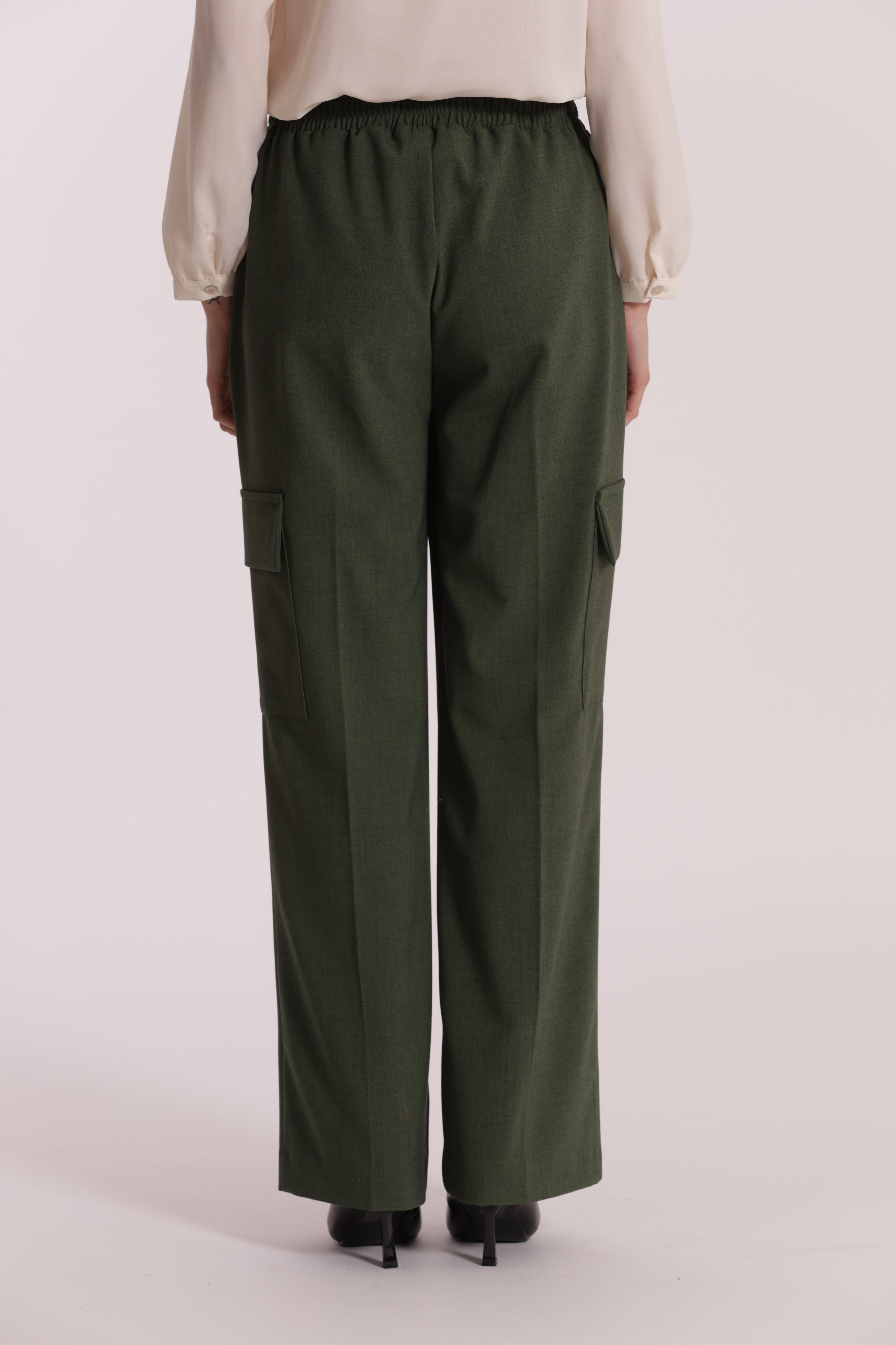 Mimi Mua Pantalone palazzo verde militare fiammato